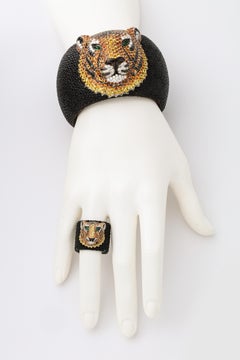 De Grisogono Emerald, Sapphire, Diamond Tiger Bracelet and Ring Set