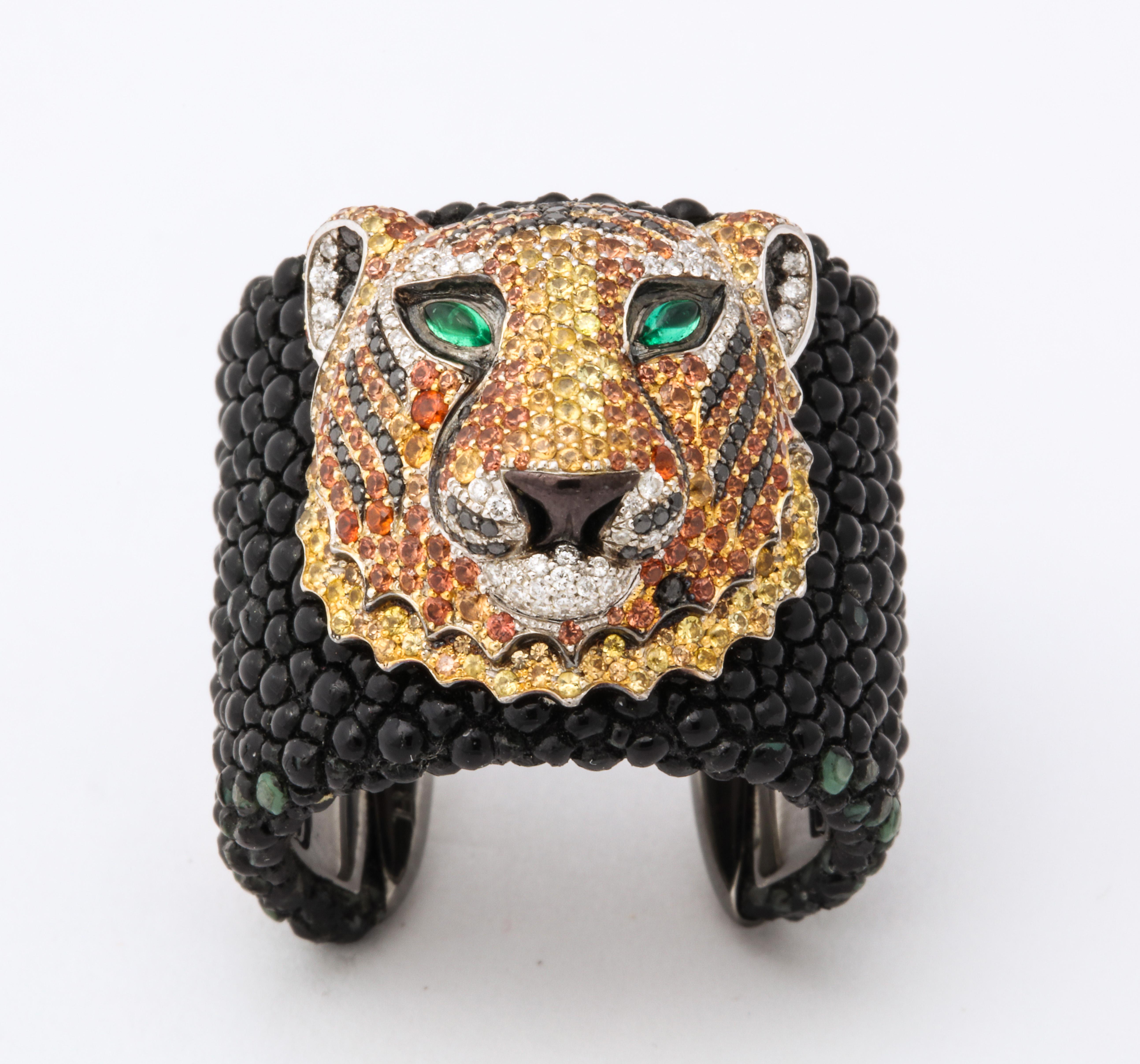 De Grisogono Emerald, Sapphire, Diamond Tiger Bracelet and Ring Set 2