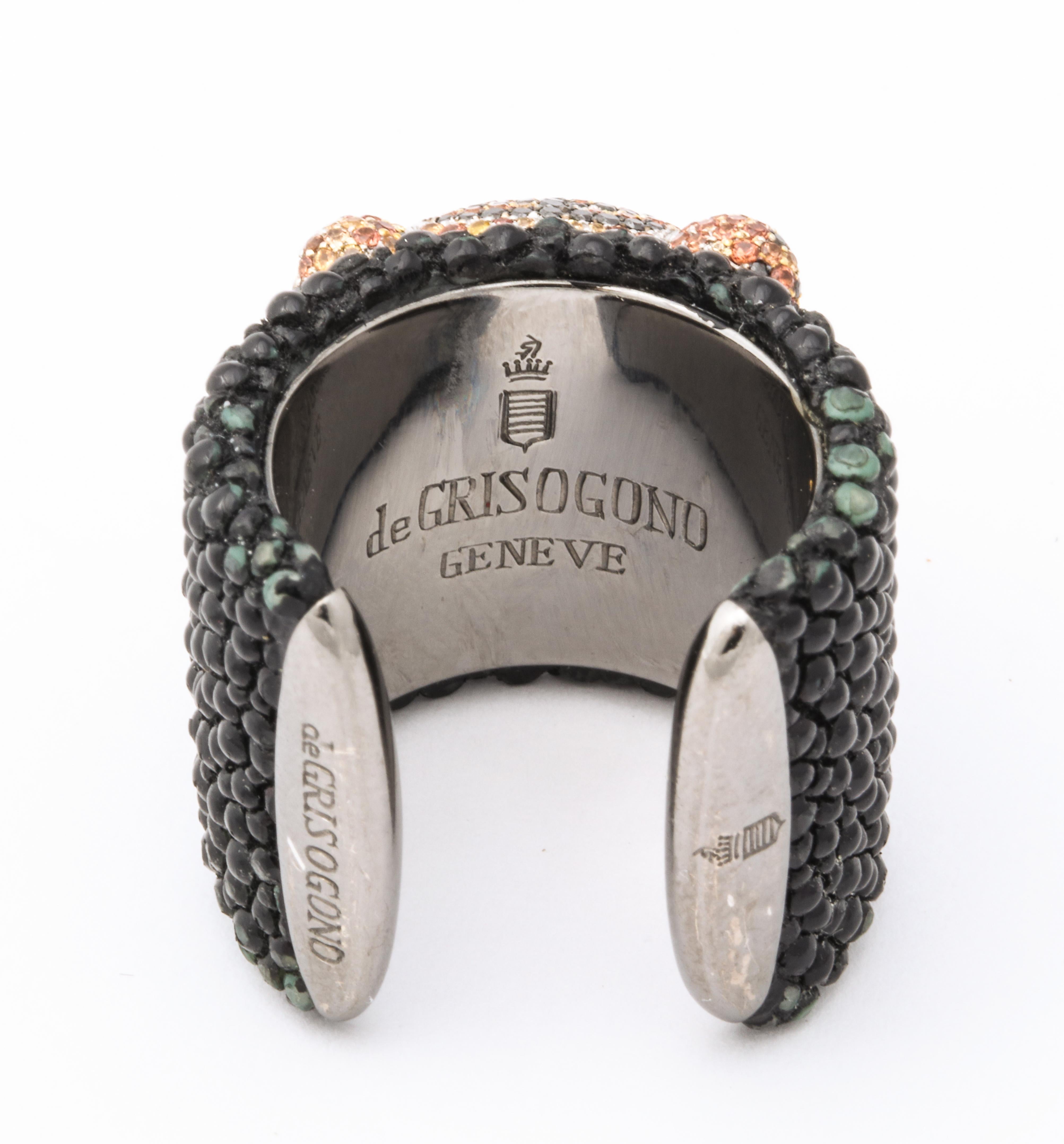 De Grisogono Emerald, Sapphire, Diamond Tiger Bracelet and Ring Set 4