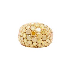 De GRISOGONO Bague cocktail dôme en or 18K diamant jaune fantaisie et grenat orange