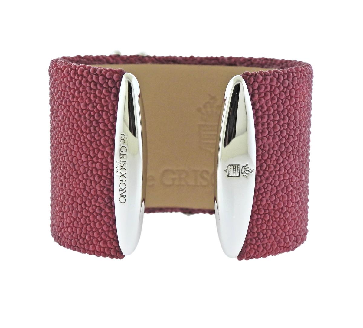 de Grisogono Galuchat Gold Pink Bracelet In Excellent Condition In Lambertville, NJ