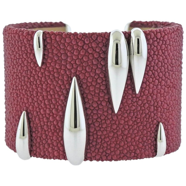 Bracelet Manchette En Galuchat - Ajustable - 4 Couleurs Au Choix - Neuf Avec étiquettes