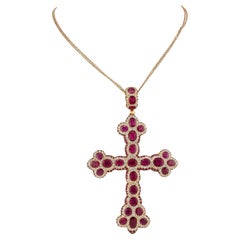 Collana con ciondolo a croce con diamante e rubino certificata GIA de GRISOGONO