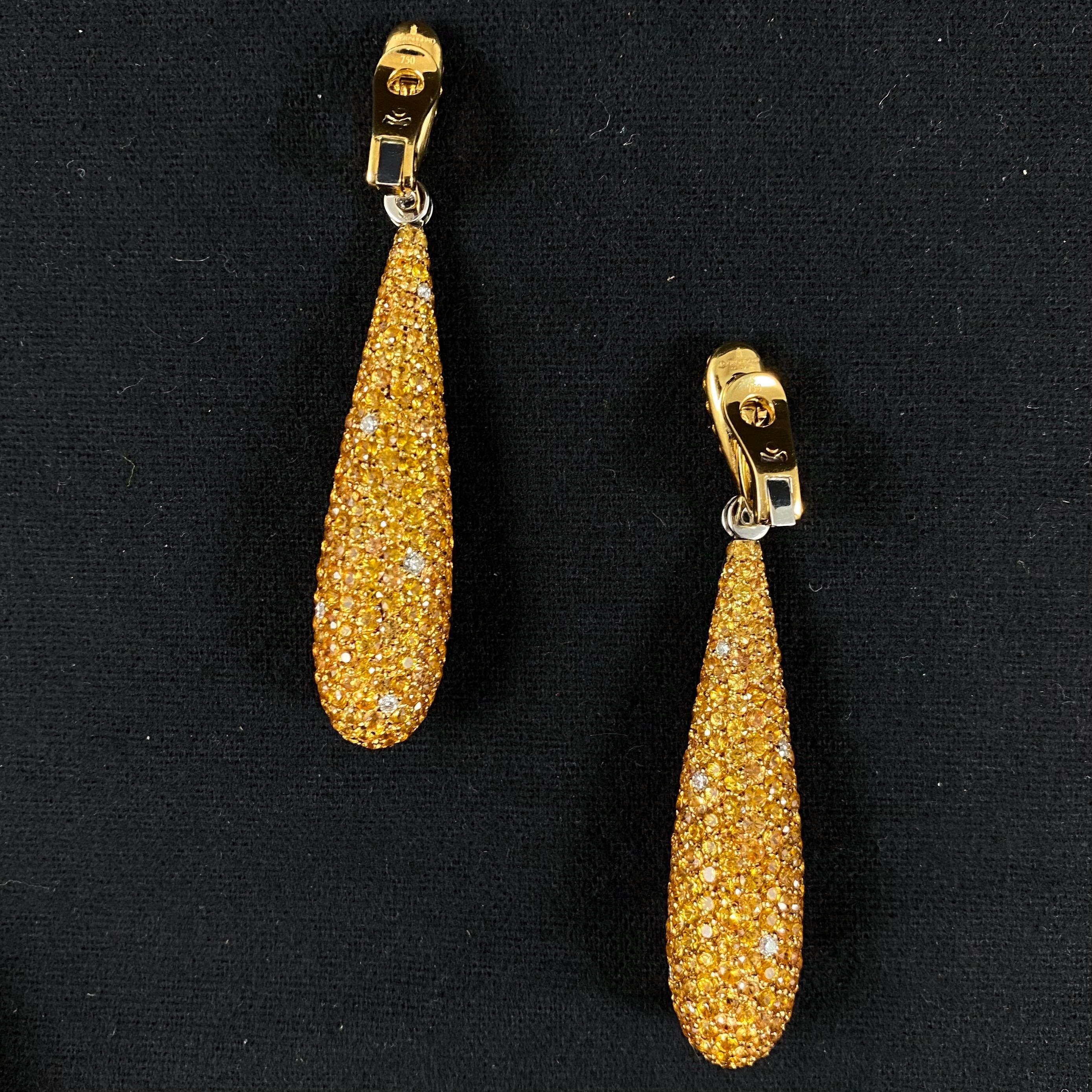 de GRISOGONO Gocce 25 Carat Yellow Sapphire Diamond Yellow Gold Drop Earrings 5