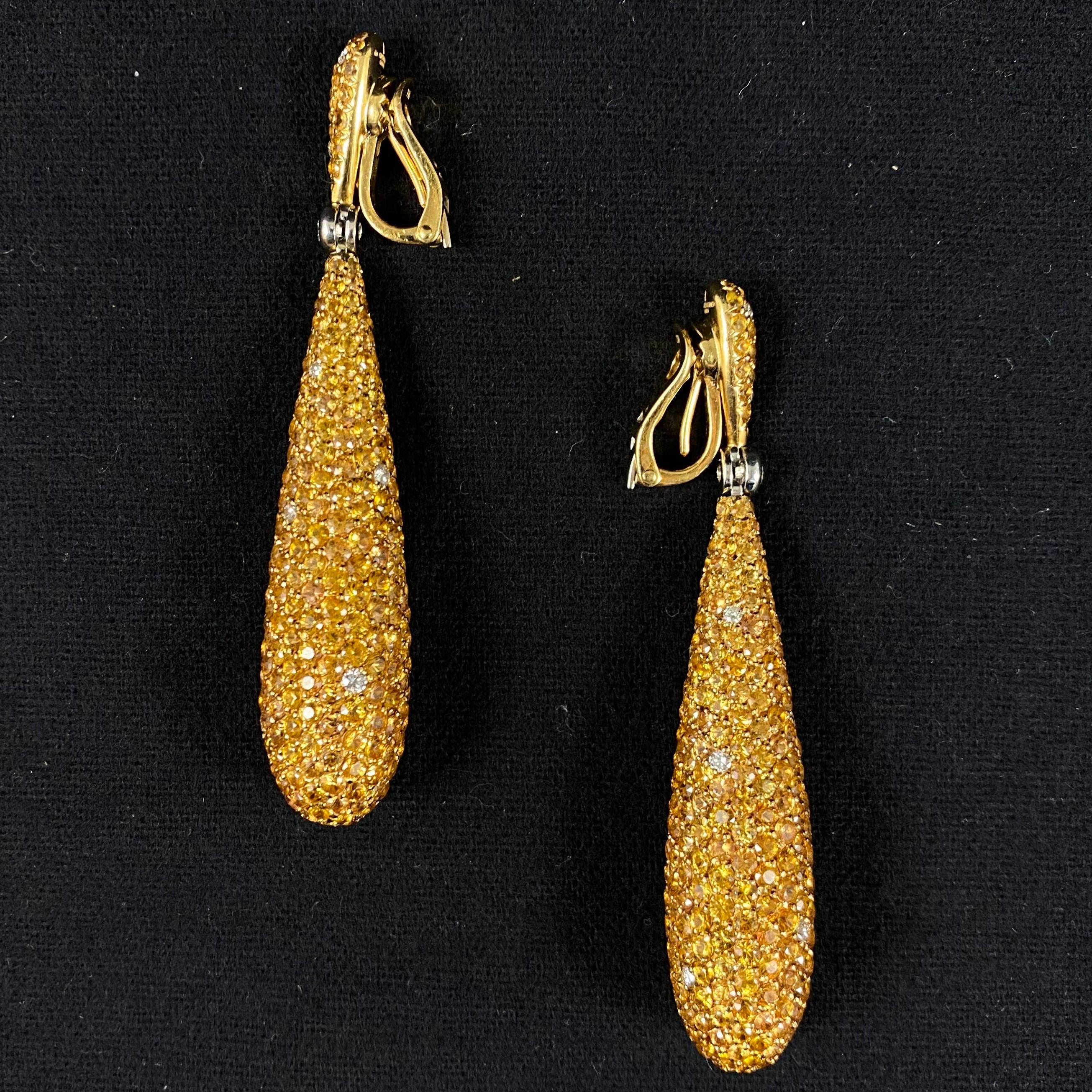 de GRISOGONO Gocce 25 Carat Yellow Sapphire Diamond Yellow Gold Drop Earrings 6