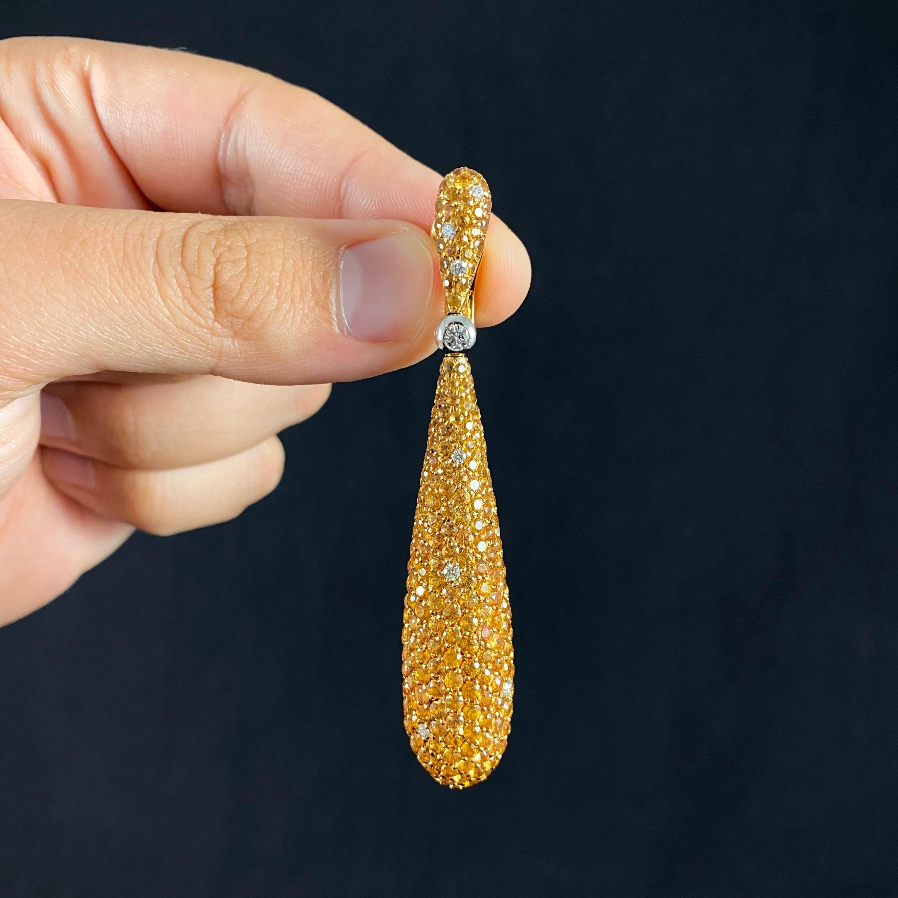 Contemporary de GRISOGONO Gocce 25 Carat Yellow Sapphire Diamond Yellow Gold Drop Earrings