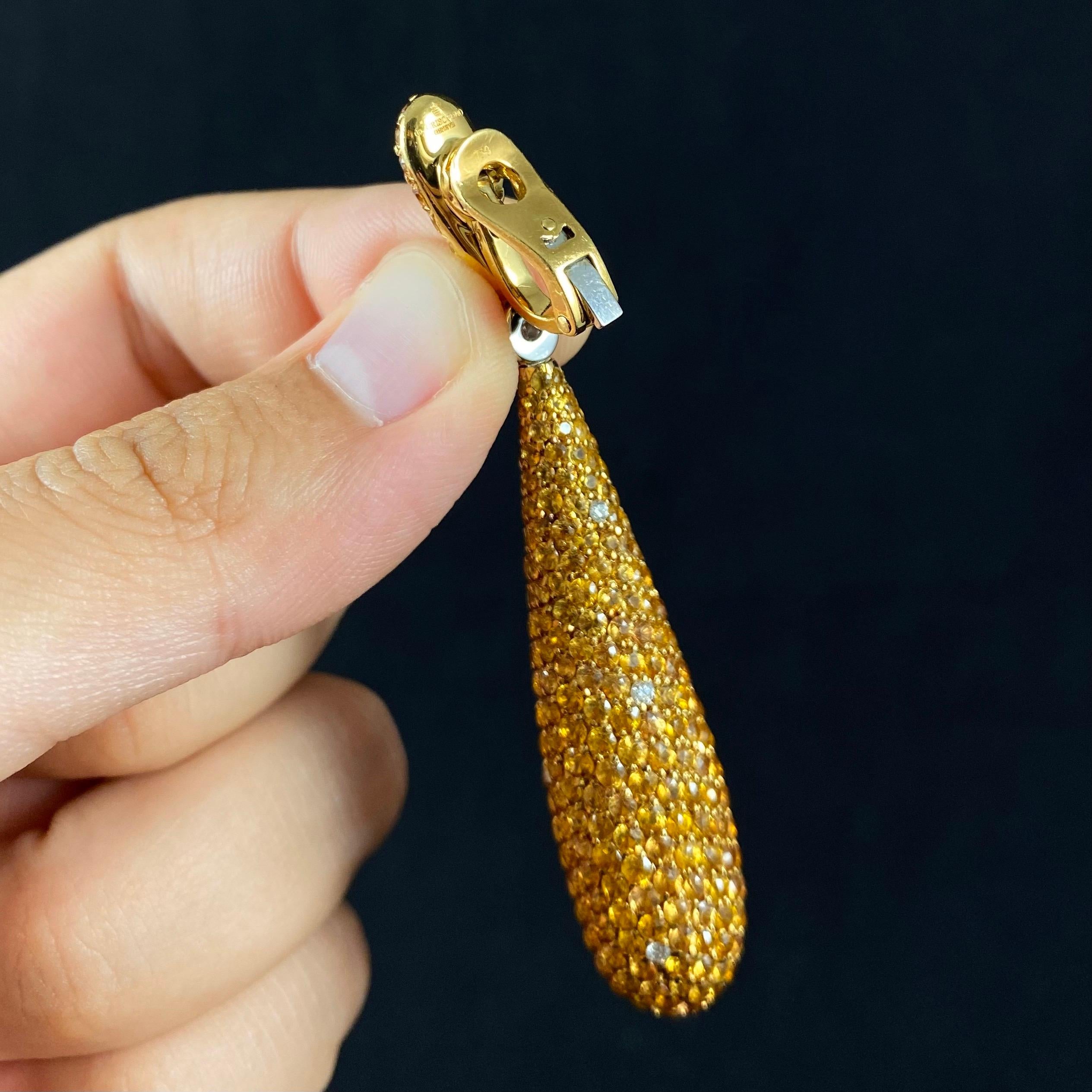 de GRISOGONO Gocce 25 Carat Yellow Sapphire Diamond Yellow Gold Drop Earrings 1