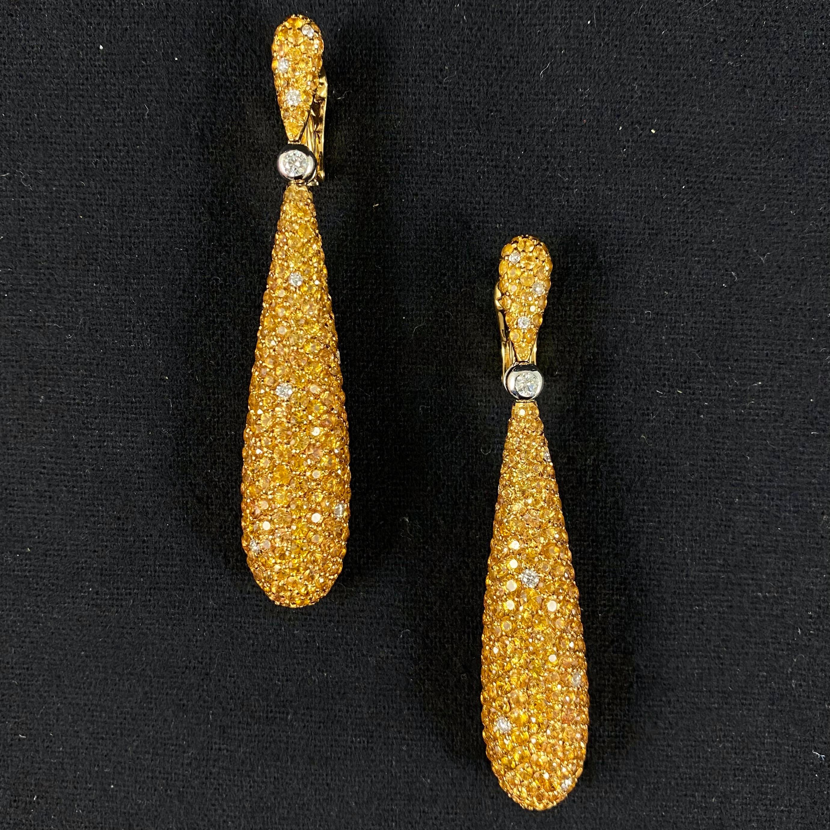 de GRISOGONO Gocce 25 Carat Yellow Sapphire Diamond Yellow Gold Drop Earrings 3