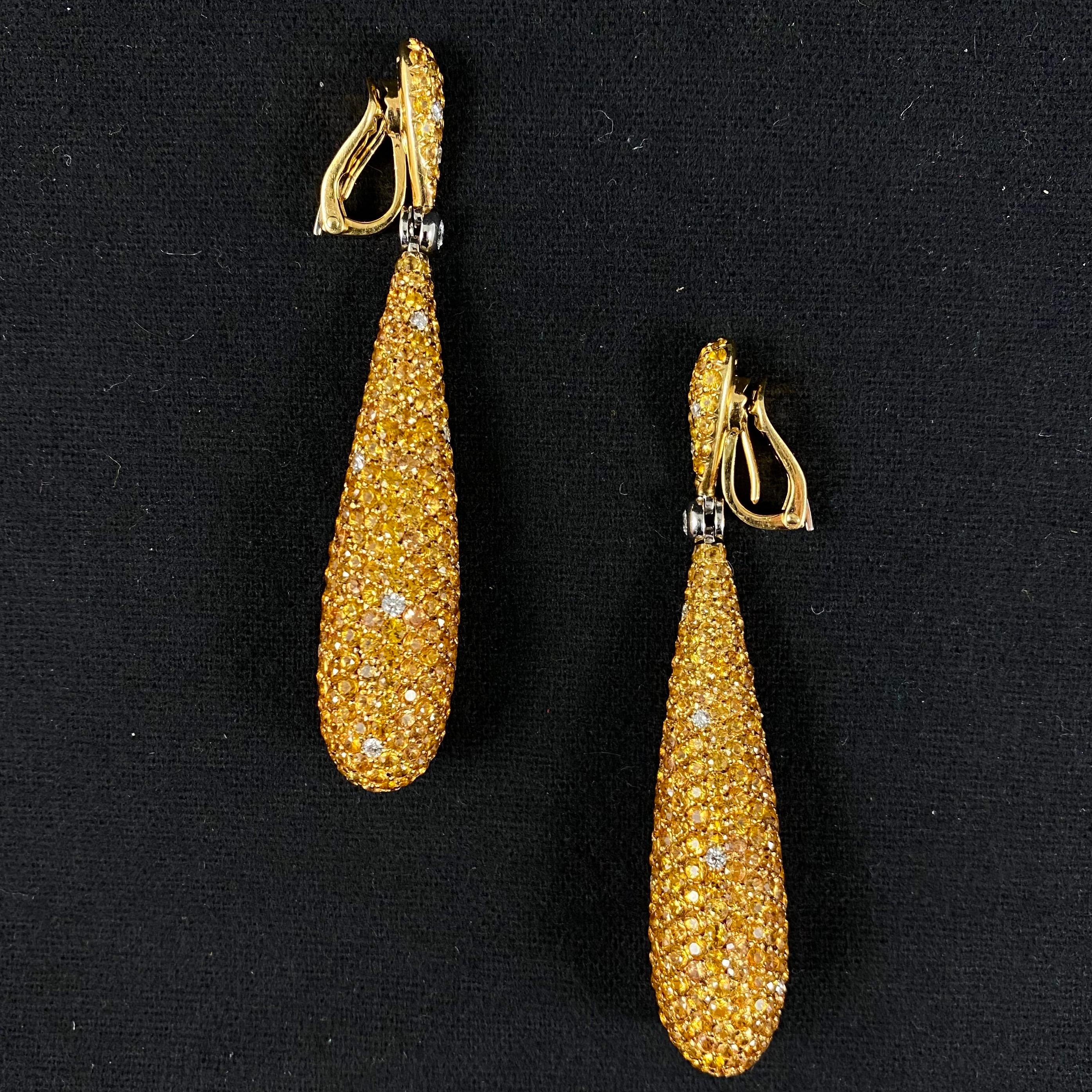 de GRISOGONO Gocce 25 Carat Yellow Sapphire Diamond Yellow Gold Drop Earrings 4