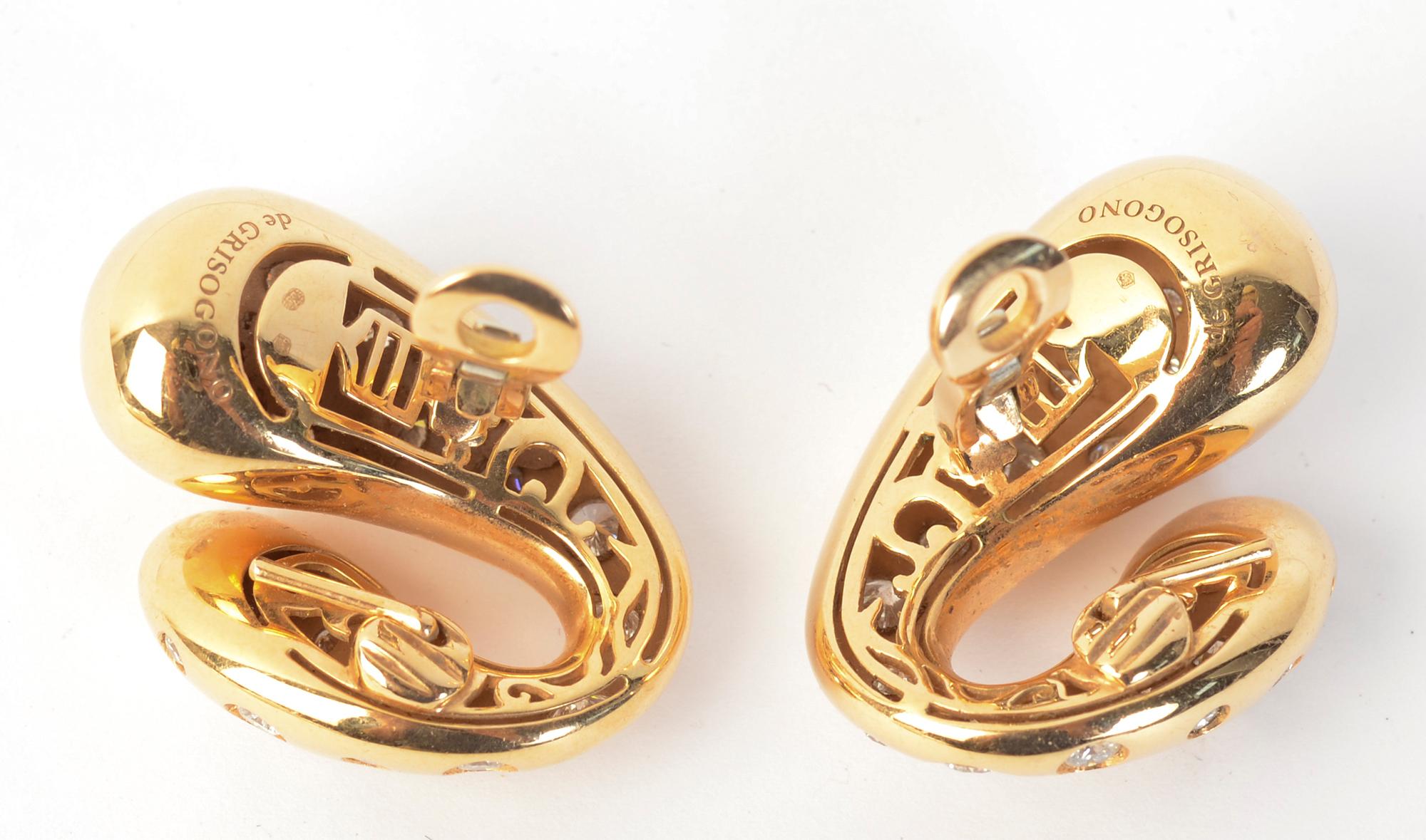 de Grisogono Gold and Diamond Earrings In Excellent Condition In Darnestown, MD
