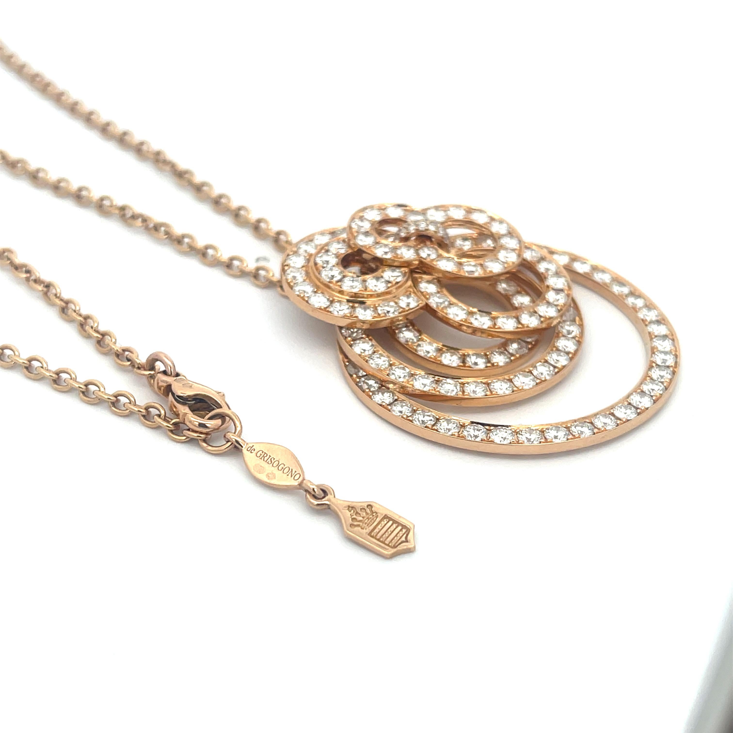 Contemporain De Grisogono Collier pendentif gitan en or rose 18 carats et diamants en vente