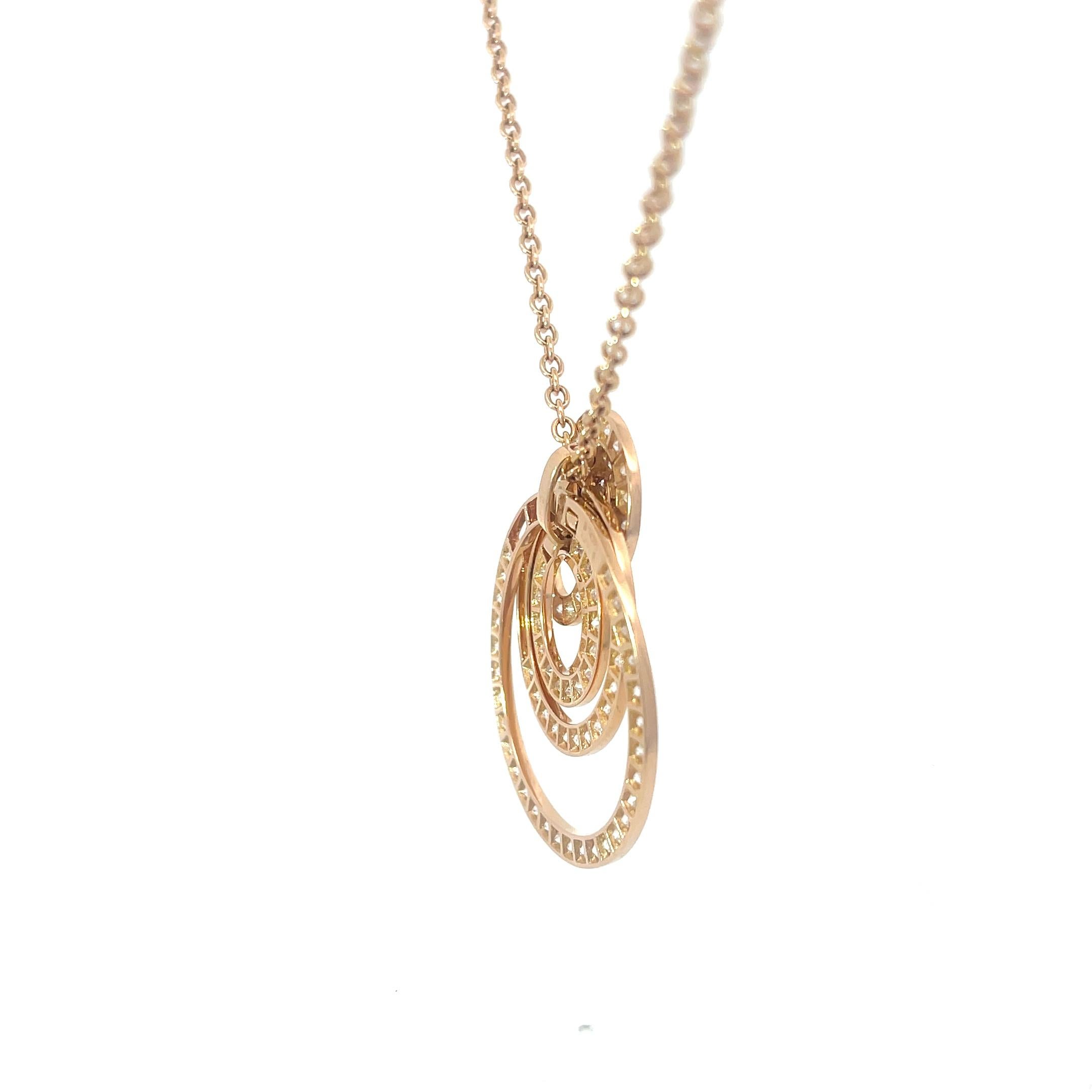De Grisogono Gypsy Diamond Pendant Necklace 18K Rose Gold In Excellent Condition For Sale In Dallas, TX