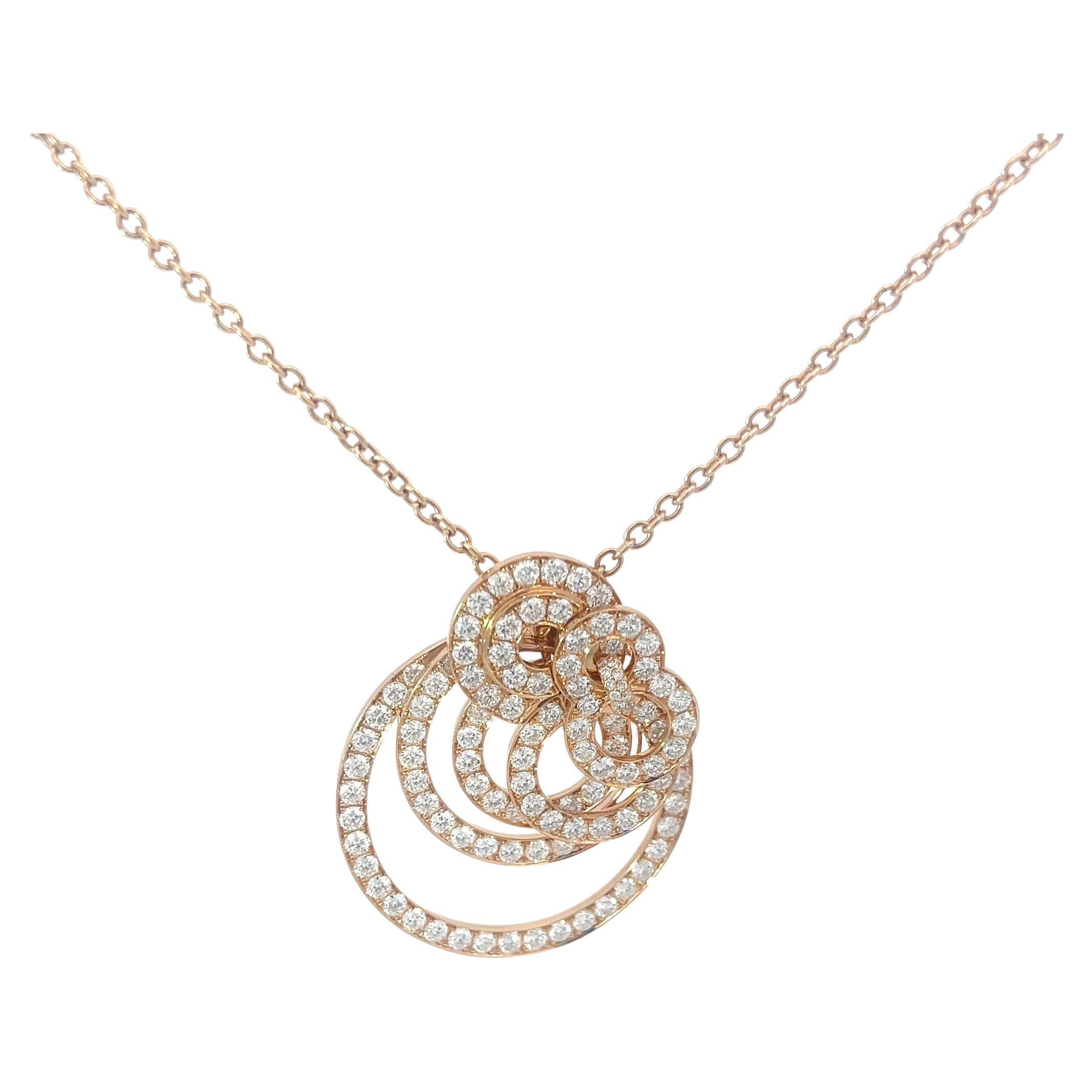De Grisogono Gypsy Diamond Pendant Necklace 18K Rose Gold For Sale