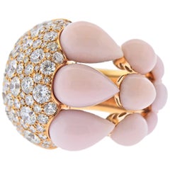 De Grisogono India Rose Gold 7.65 Carat Diamond Pink Opal Ring 54