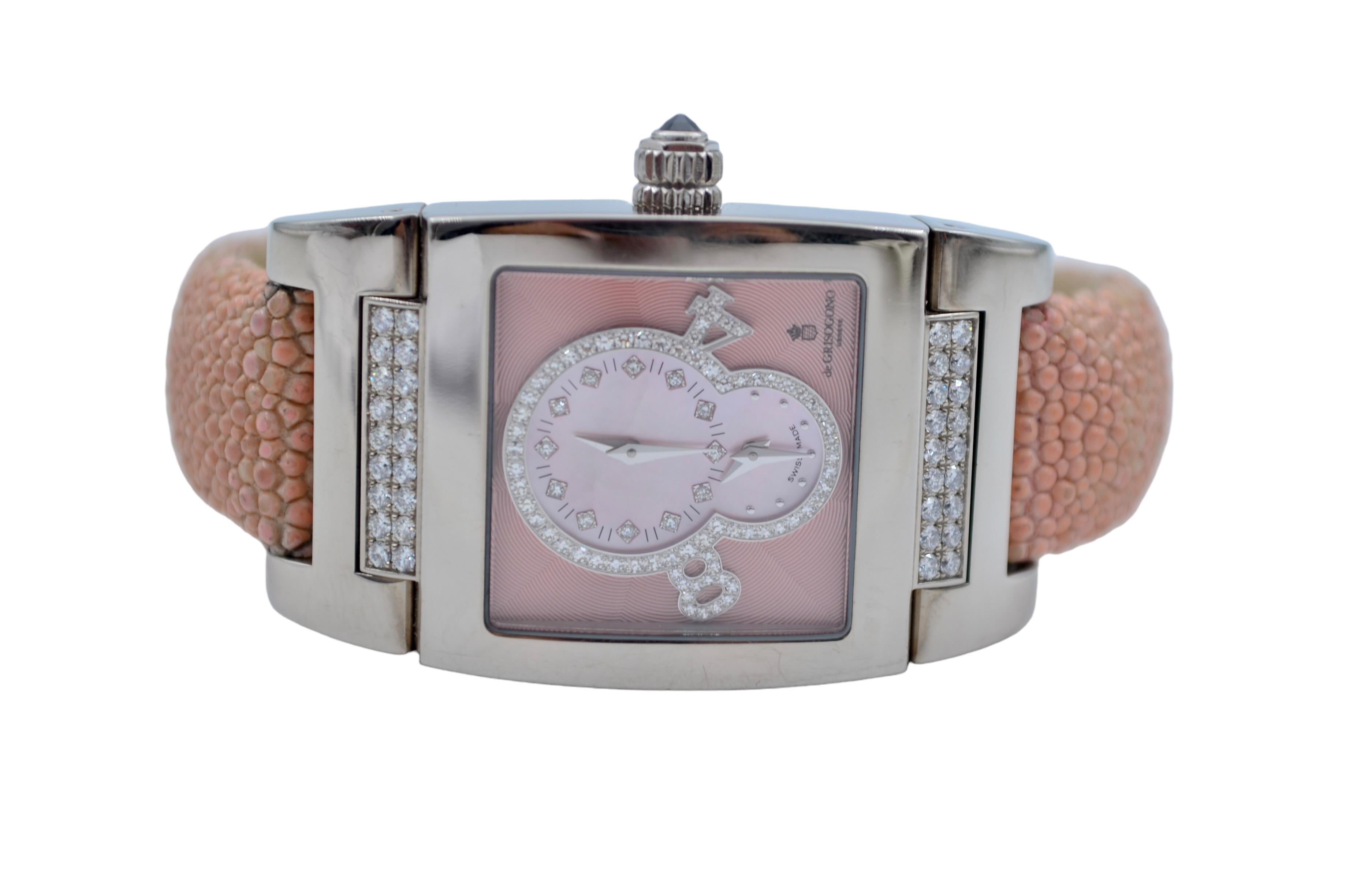 De Grisogono Instrumentino 29x48mm Dual Time Diamonds 18K White Gold Ref: TINO S 1