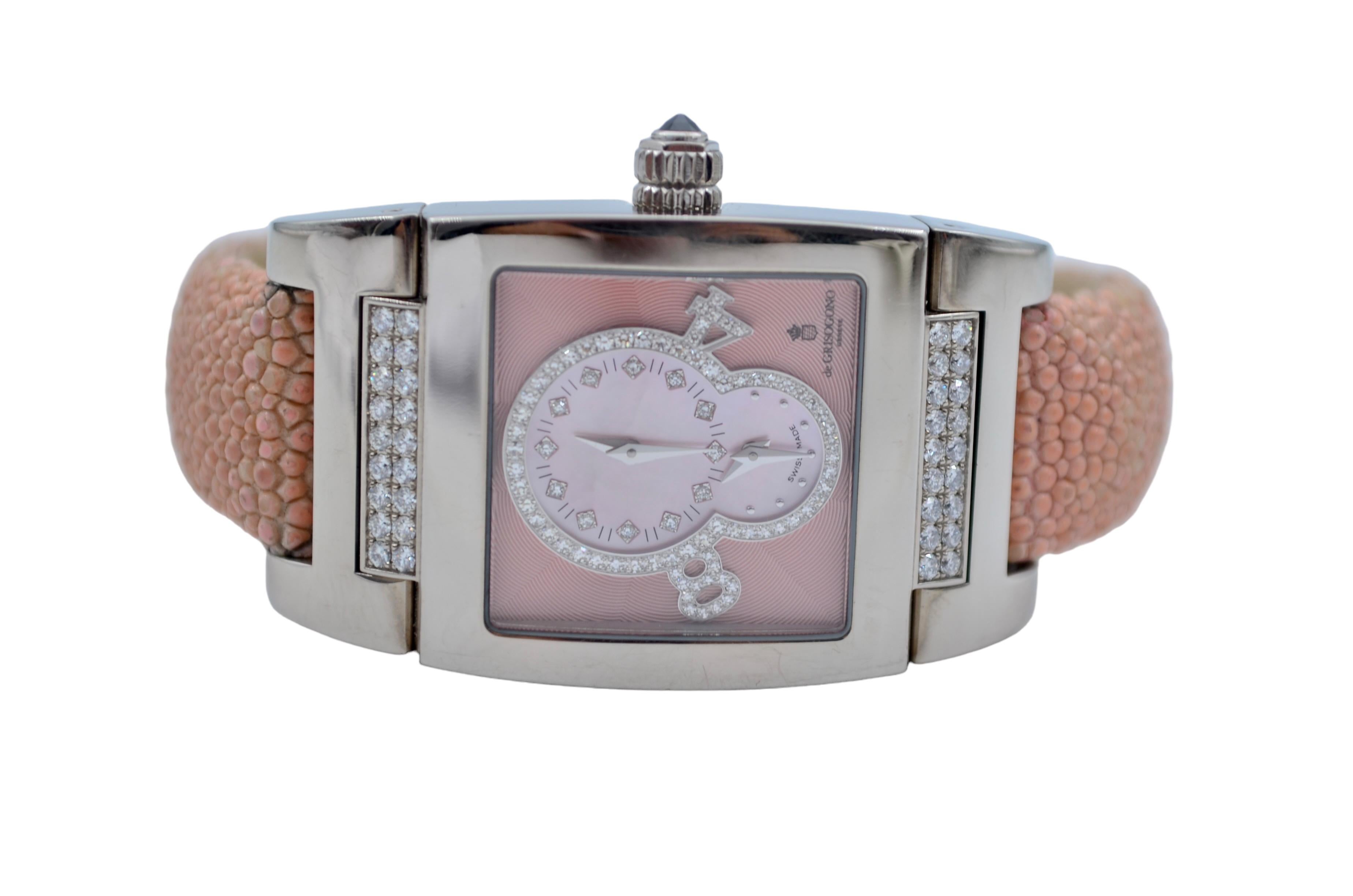 De Grisogono Instrumentino 29x48mm Dual Time Diamonds 18K White Gold Ref: TINO S For Sale 1