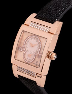 De Grisogono Instrumentino Dual Time Rose Gold Salmon Dial Guilloche Diamond Set
