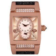 De Grisogono Instrumentino Dual Time Rose Gold Salmon Dial Guilloche Diamond Set