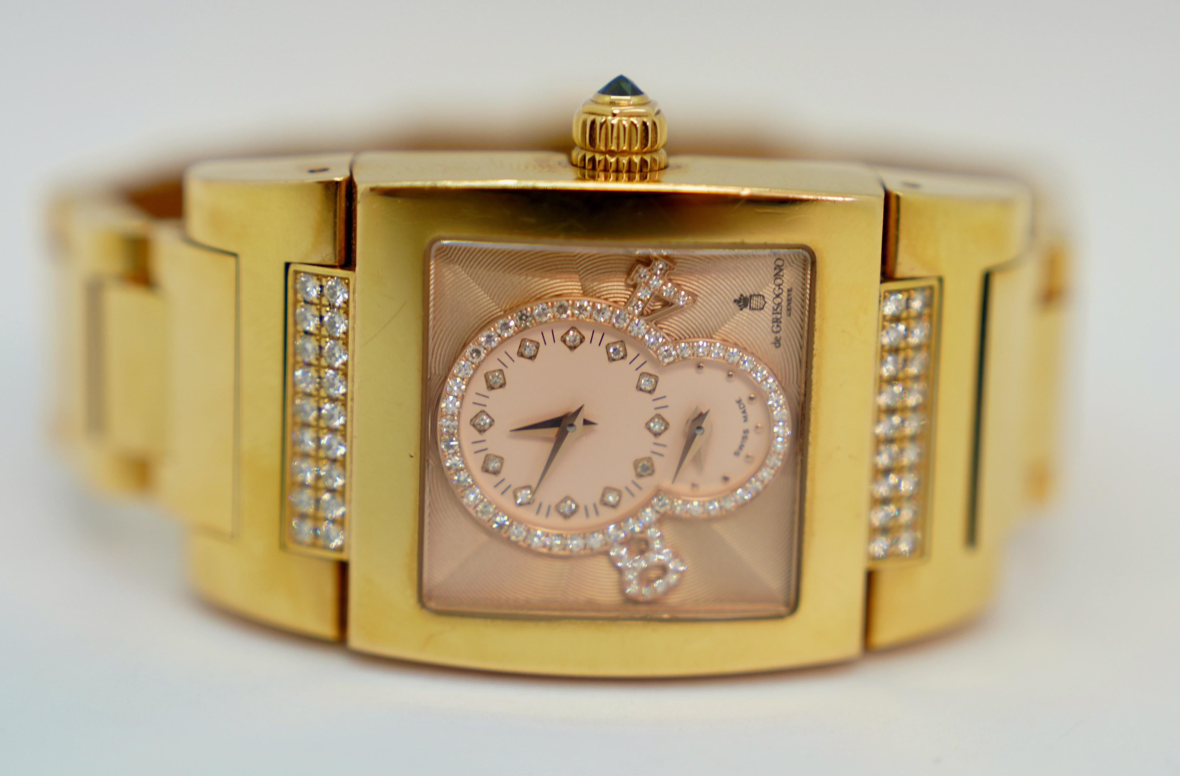 DE GRISOGONO INSTRUMENTINO GMT ladies' watch in 18k rose gold with diamonds For Sale 5