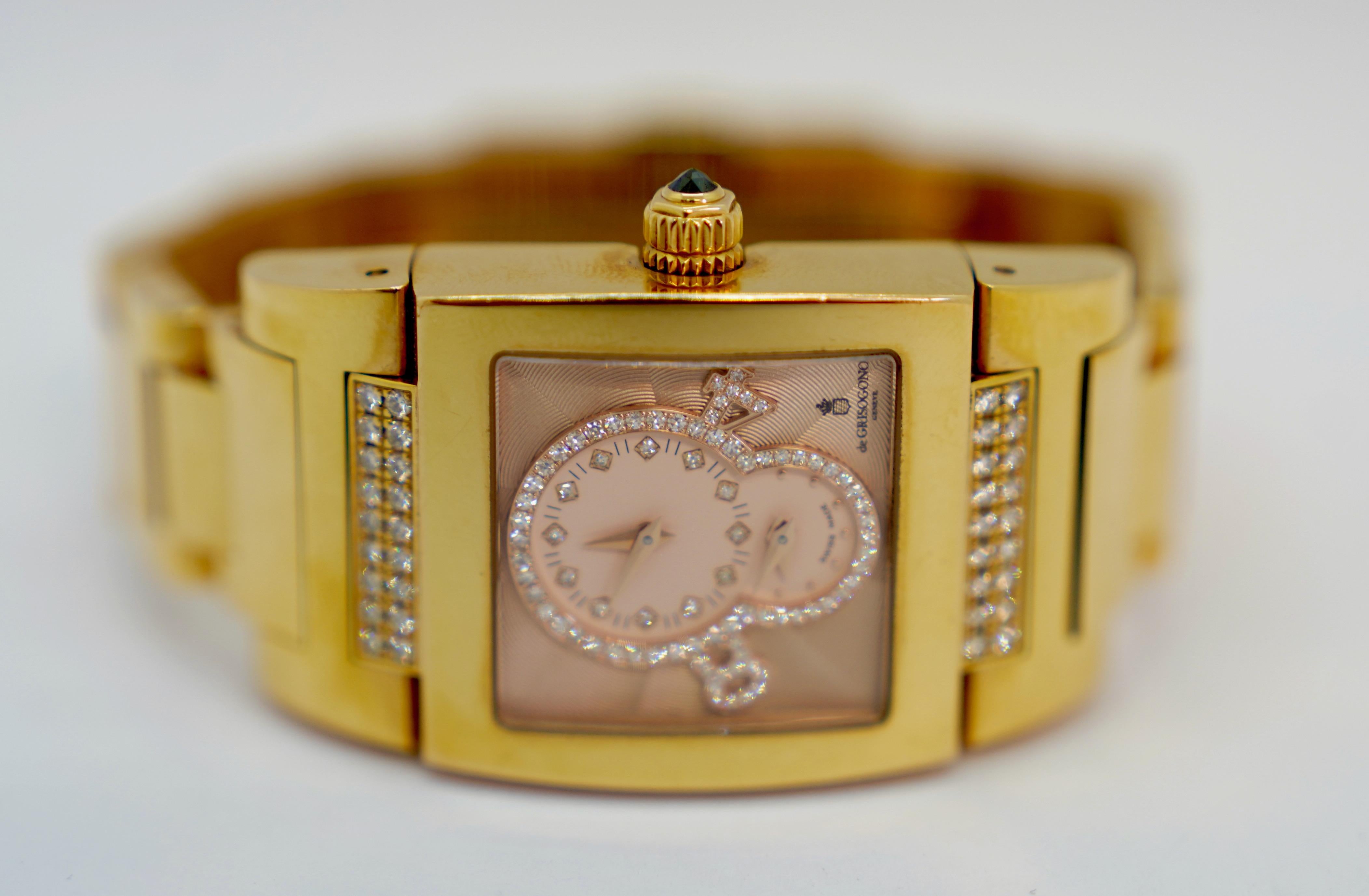 DE GRISOGONO INSTRUMENTINO GMT ladies' watch in 18k rose gold with diamonds For Sale 6