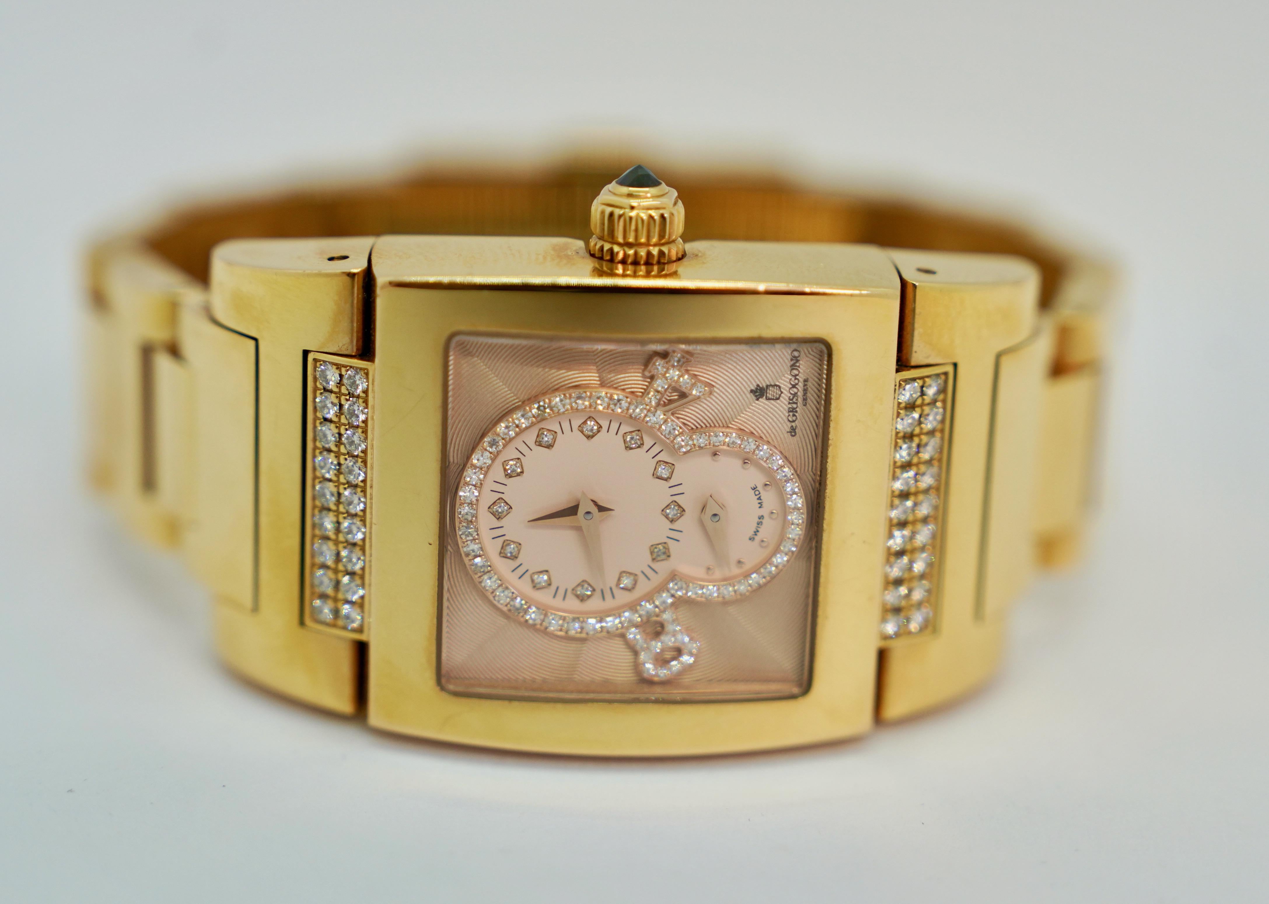 Elegant DE GRISOGONO INSTRUMENTINO ladies' watch in 18k rose gold with diamonds

Description:

Discover the exquisite DE GRISOGONO INSTRUMENTINO ladies' watch, a masterpiece of Swiss watchmaking that embodies luxury and sophistication in every way.