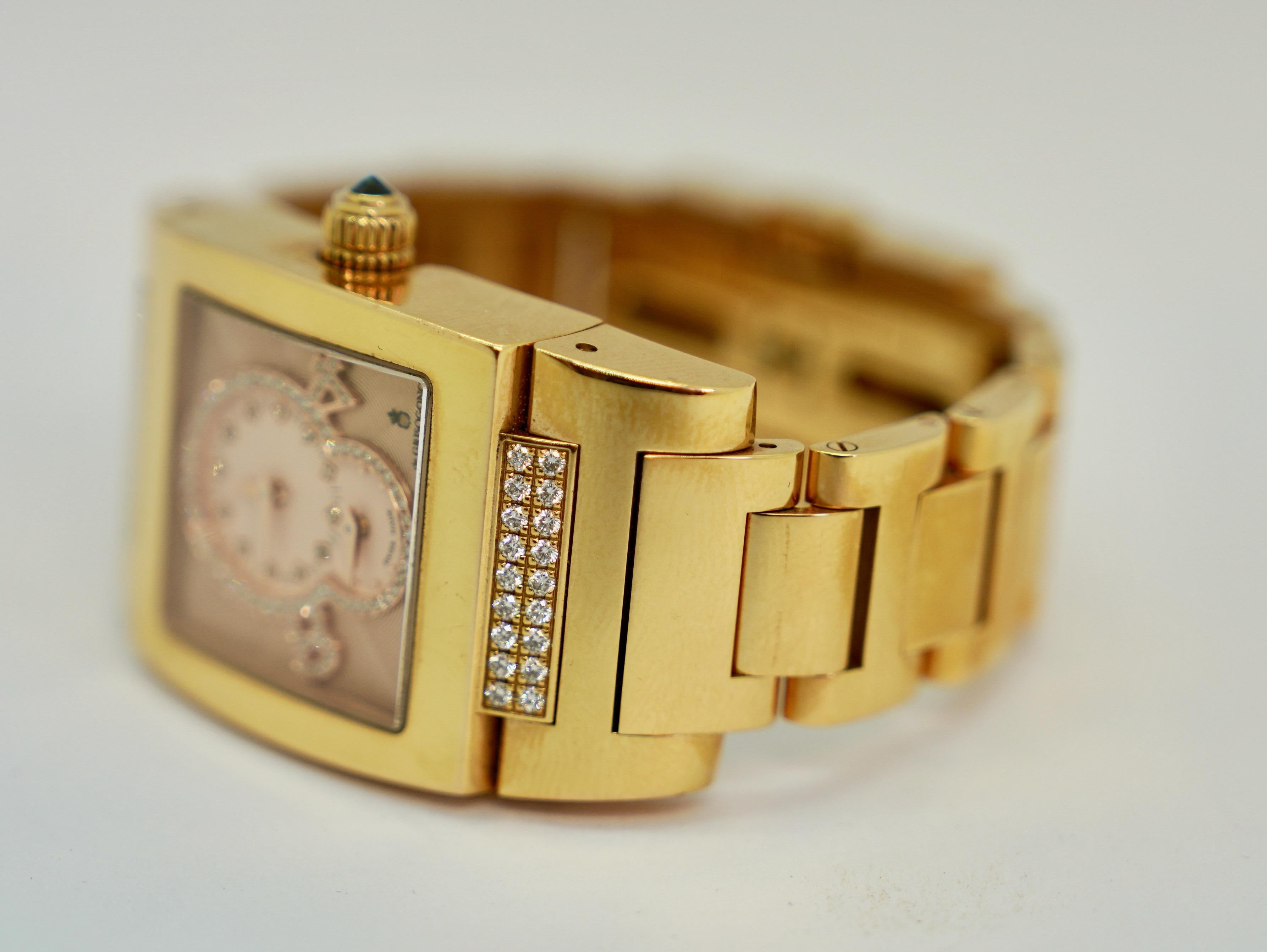 Modern DE GRISOGONO INSTRUMENTINO GMT ladies' watch in 18k rose gold with diamonds For Sale