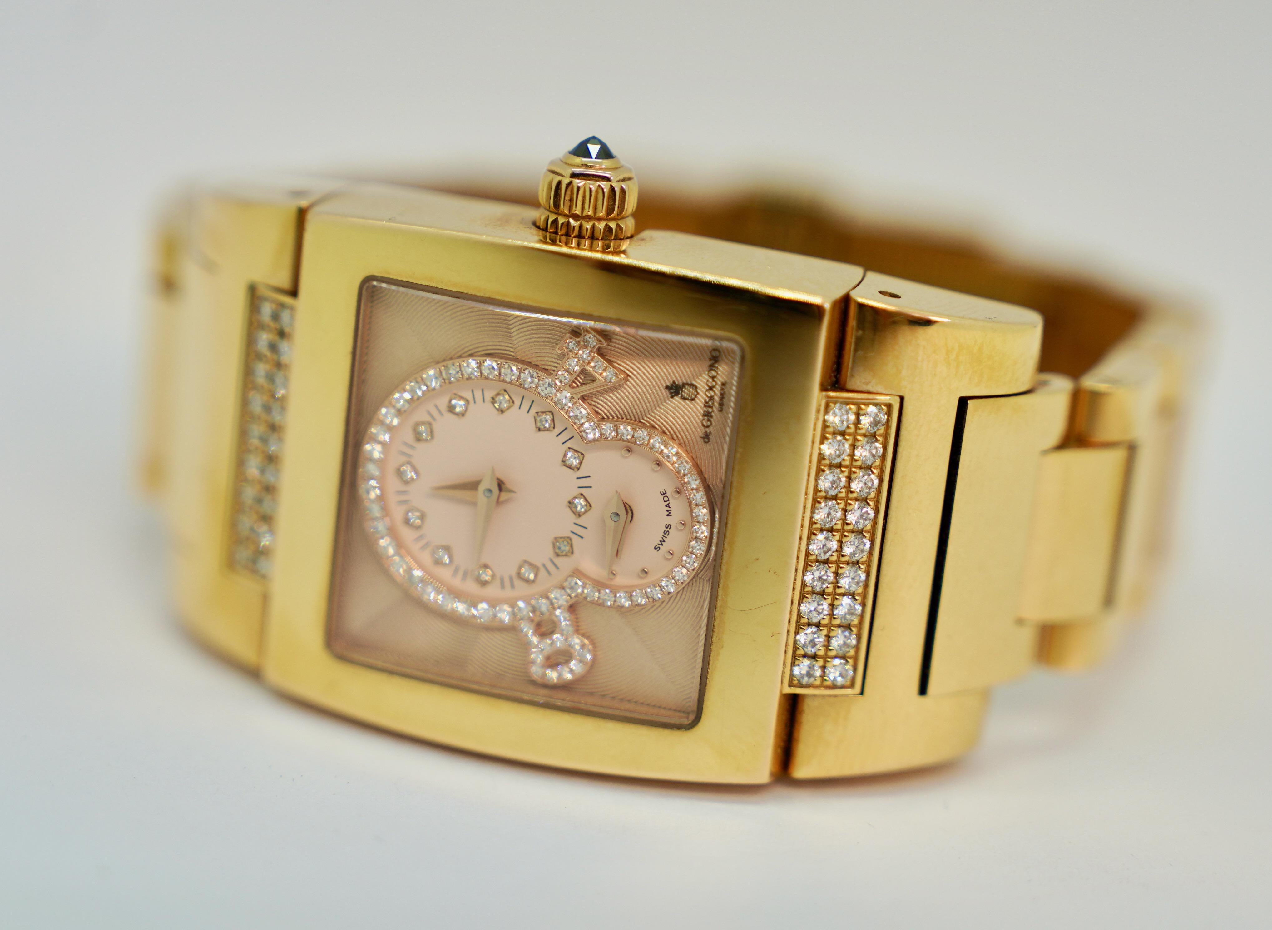 DE GRISOGONO INSTRUMENTINO GMT ladies' watch in 18k rose gold with diamonds For Sale 1