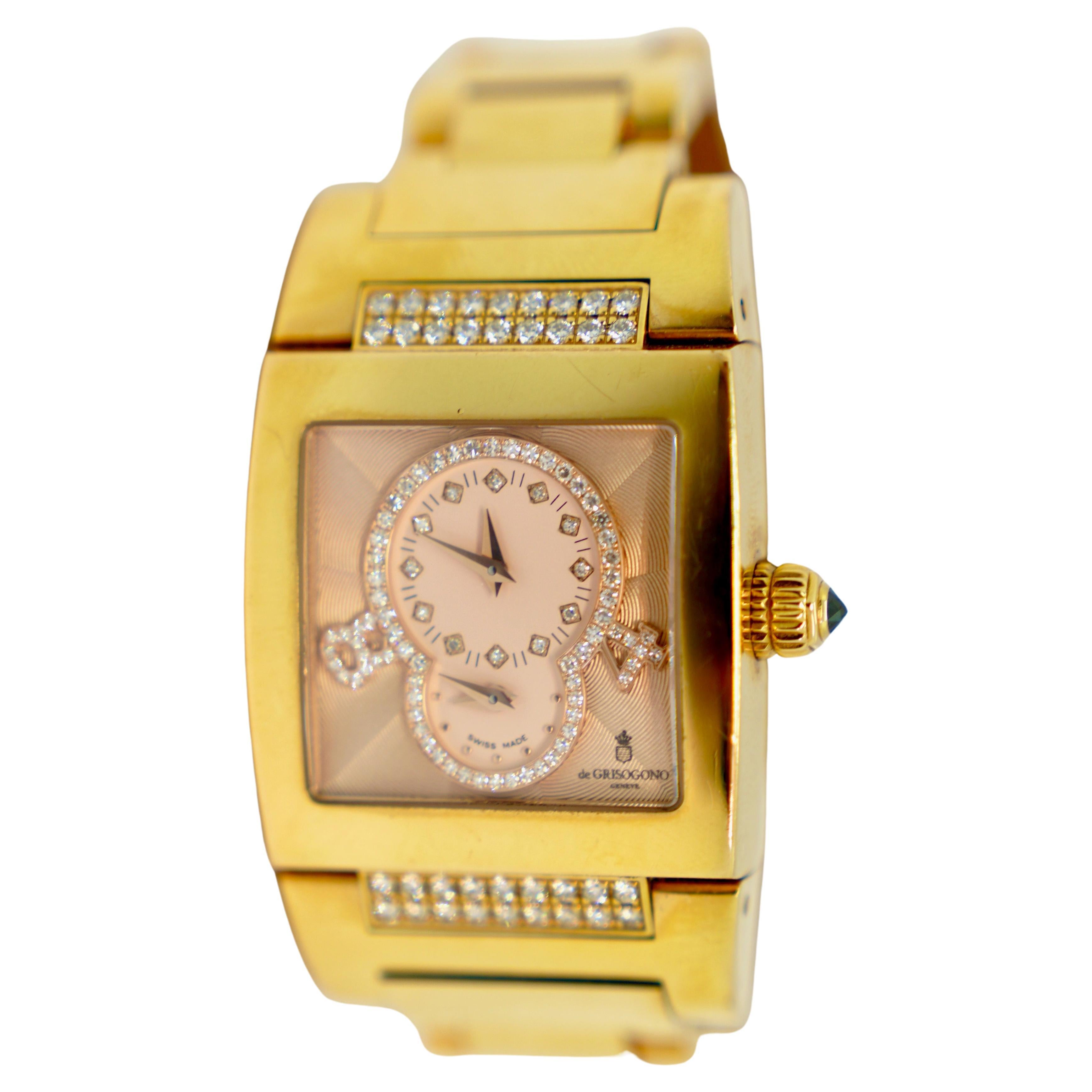 DE GRISOGONO INSTRUMENTINO GMT ladies' watch in 18k rose gold with diamonds