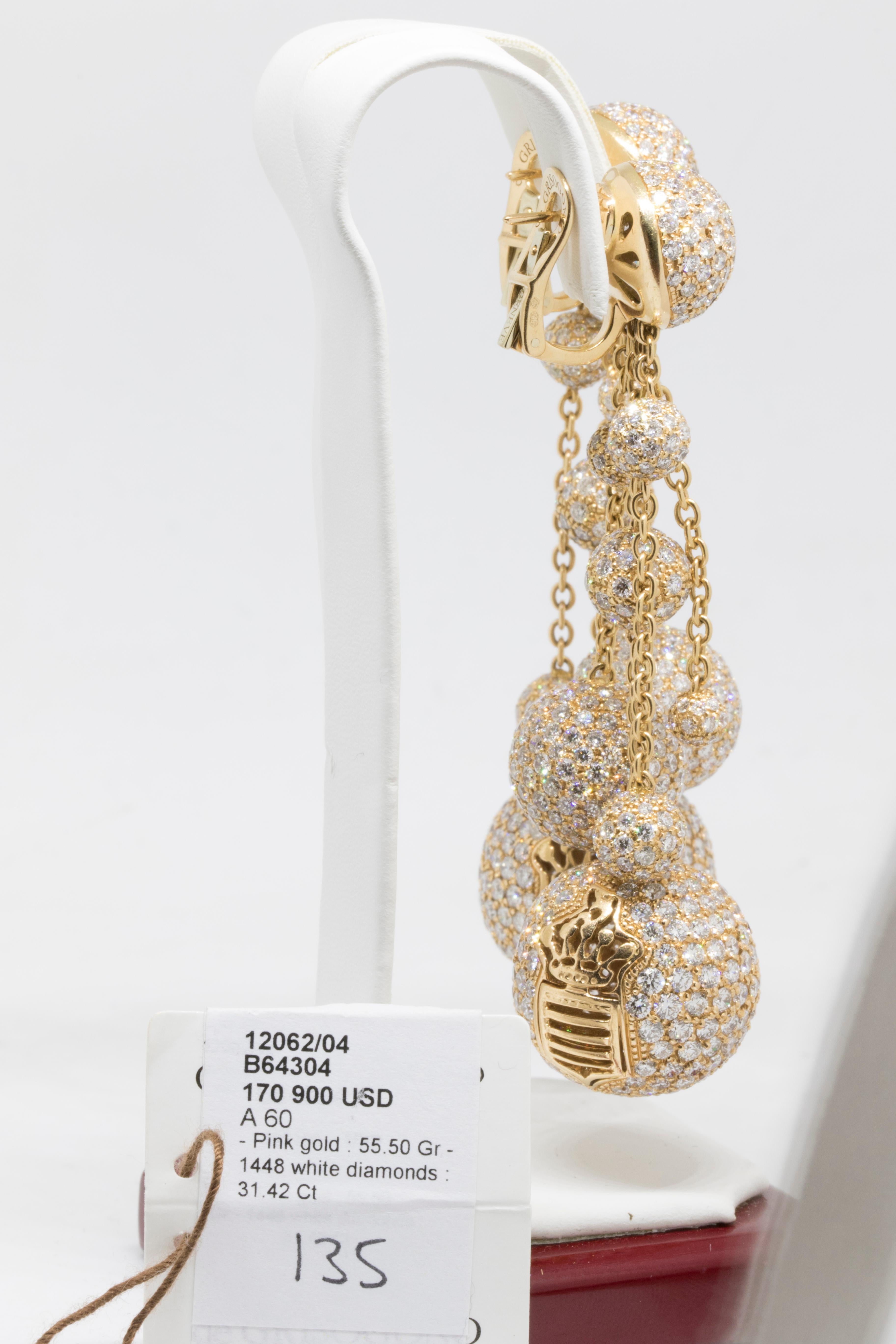 Round Cut de GRISOGONO Jewelry Boule Collection Earrings w/ Pink Gold For Sale