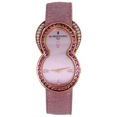 de Grisogono Ladies Be Rose Gold Pink Sapphire Diamond Quartz Wristwatch