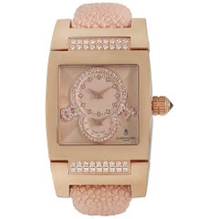 De Grisogono Ladies Rose Gold Diamond Instrumentino Dual Time Quartz Wristwatch