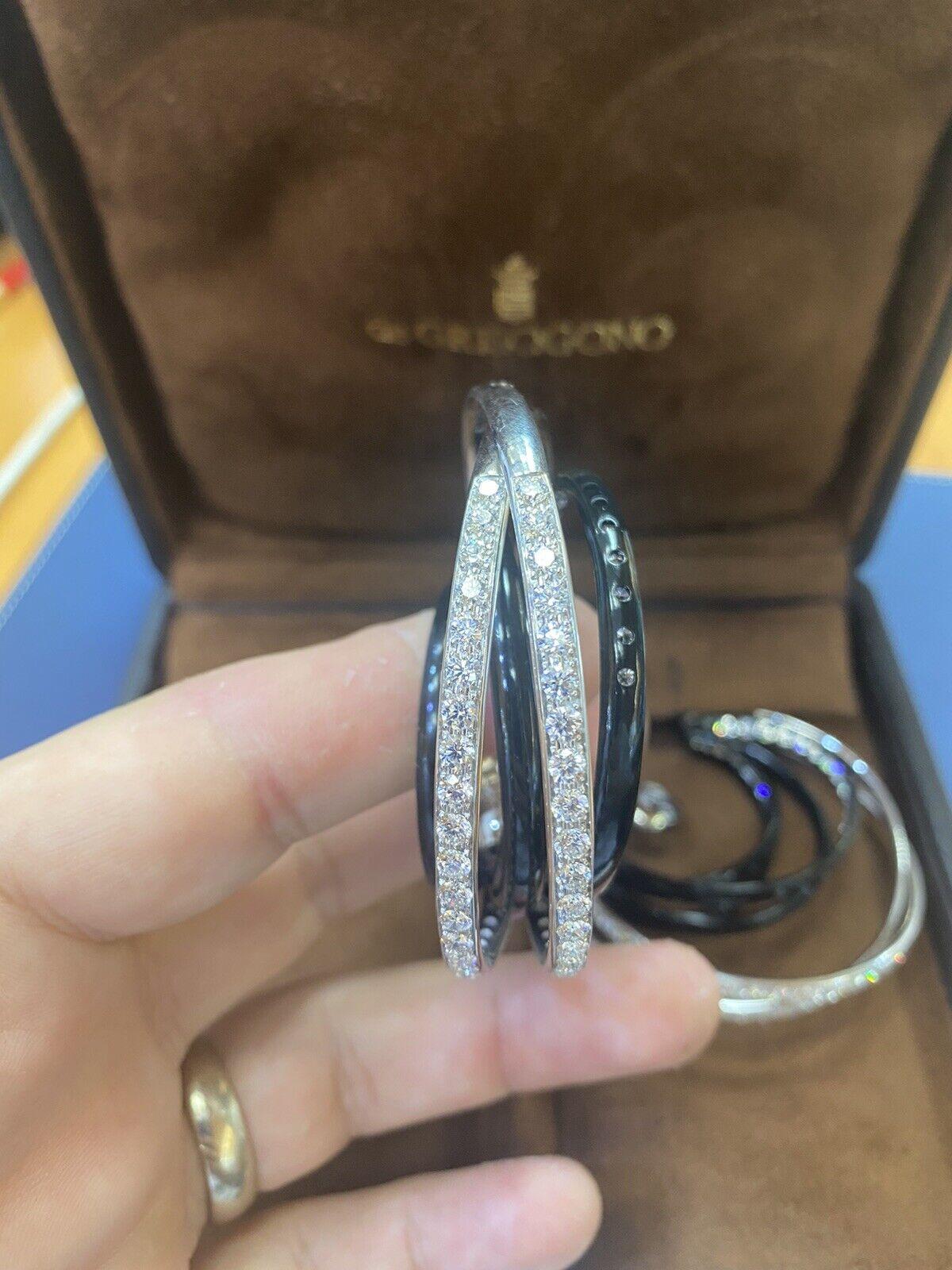 de GRISOGONO LARGE GRÖSSE  Diamant- und schwarze Keramik-Ohrringe (Rundschliff) im Angebot
