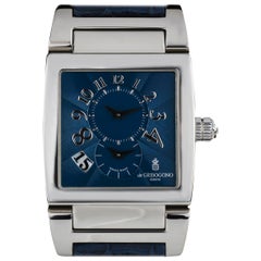 De Grisogono: Instrumento Dual Time Uhr, Limited Edition, Platin, blaues Zifferblatt