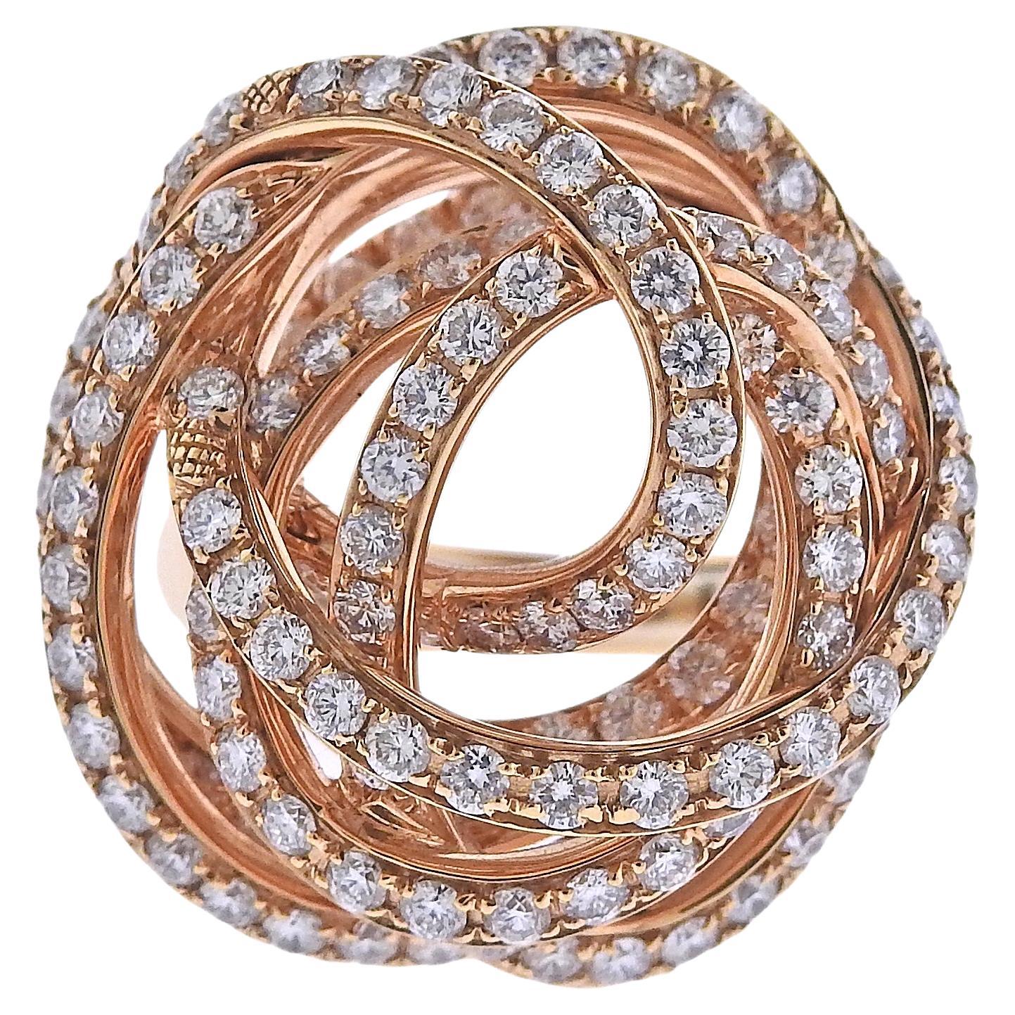De Grisogono Matassa Diamond Rose Gold Dome Ring For Sale