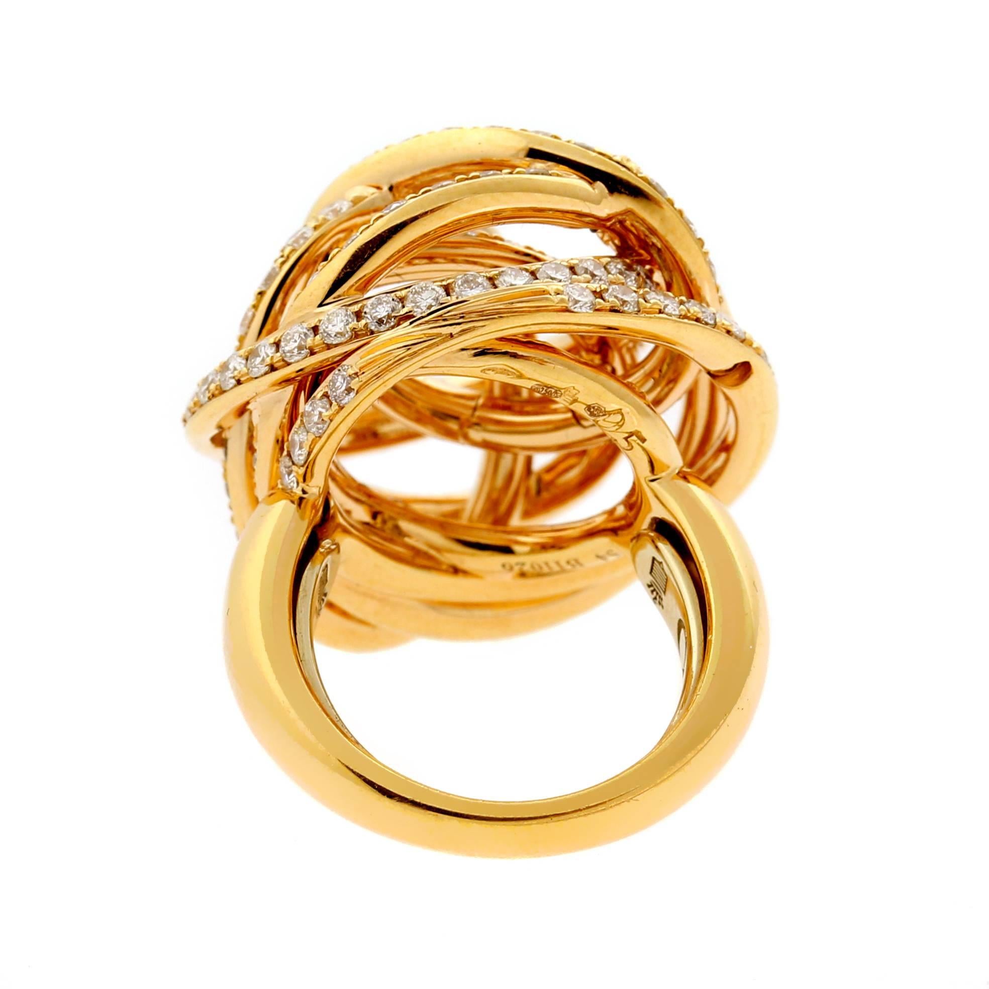 De Grisogono Matassa Diamond Rose Gold Ring In Excellent Condition In Feasterville, PA