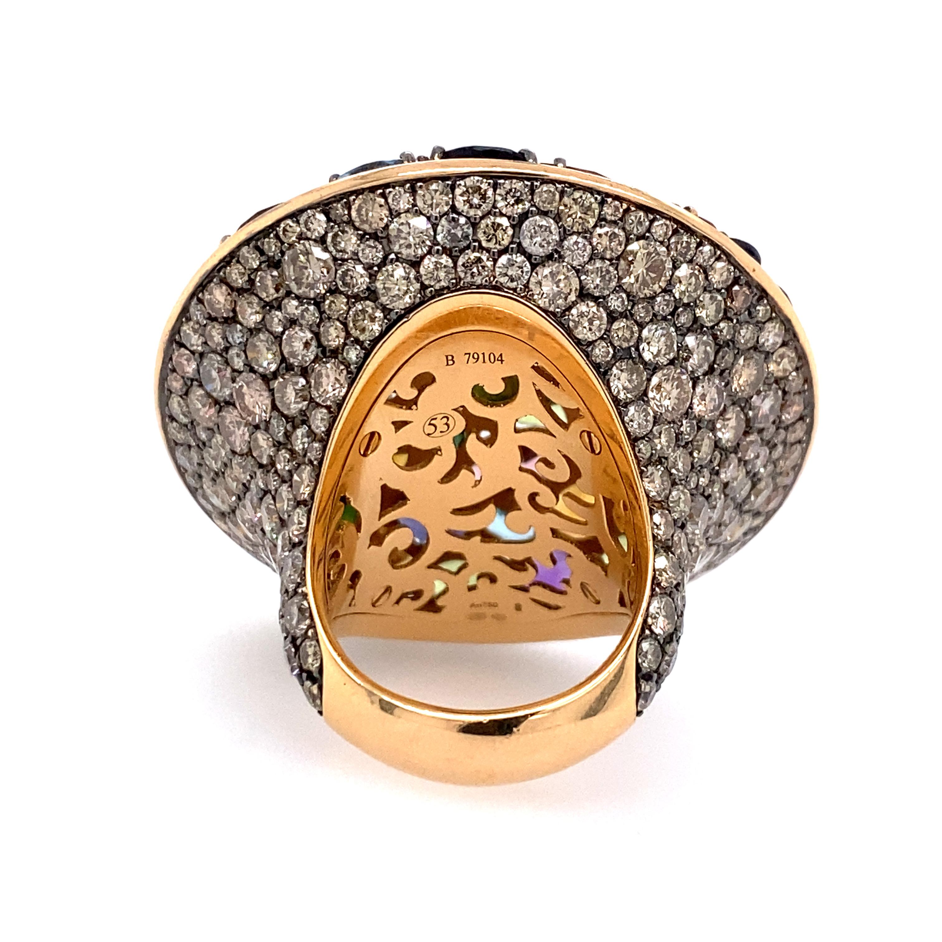 Contemporary De Grisogono Multi-Color Large Gemstone Disc Ring