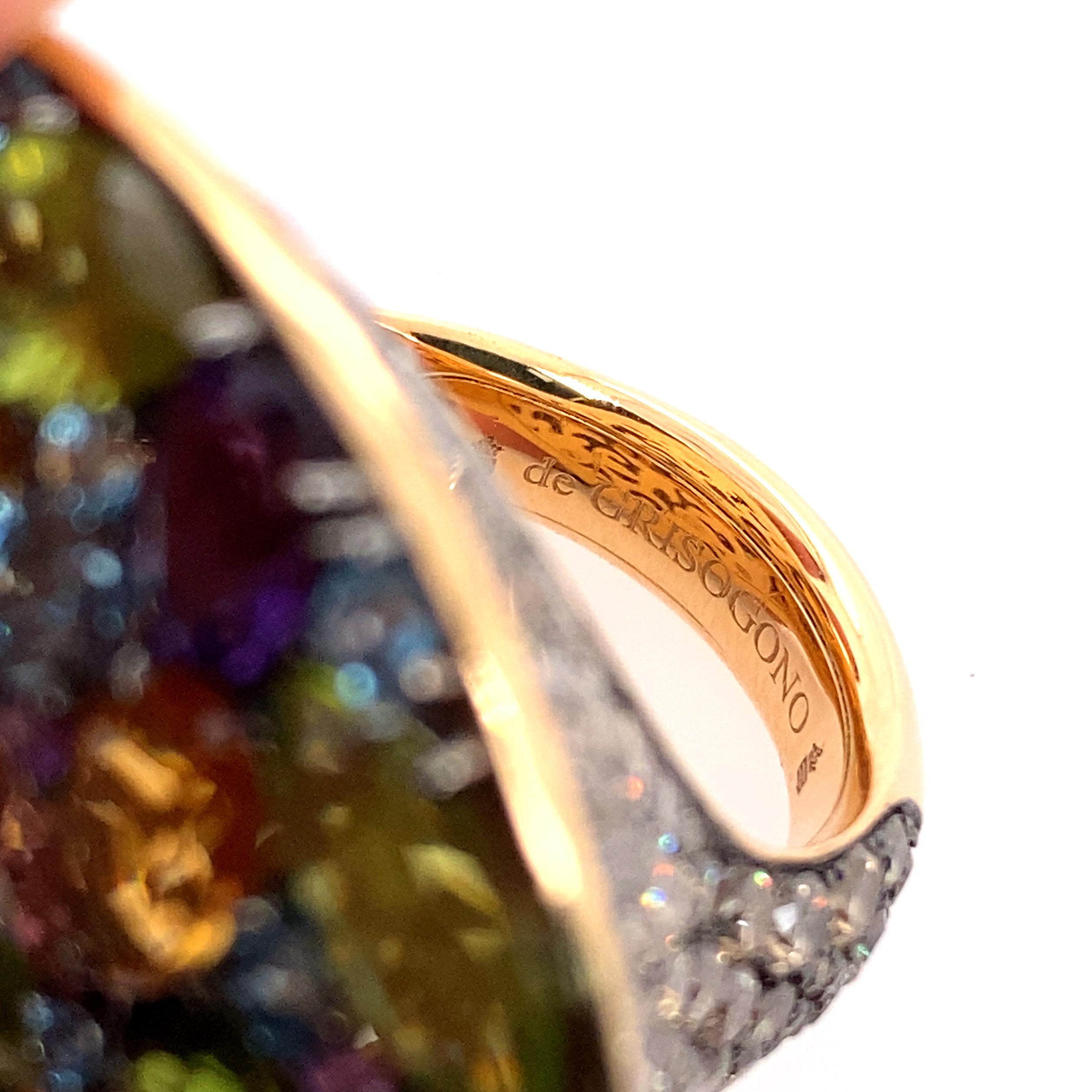 De Grisogono Multi-Color Large Gemstone Disc Ring In Excellent Condition In New York, NY