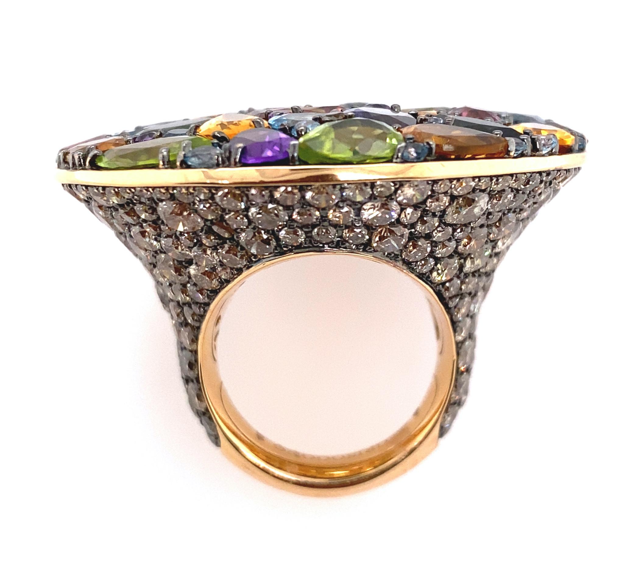 Women's De Grisogono Multi-Color Large Gemstone Disc Ring