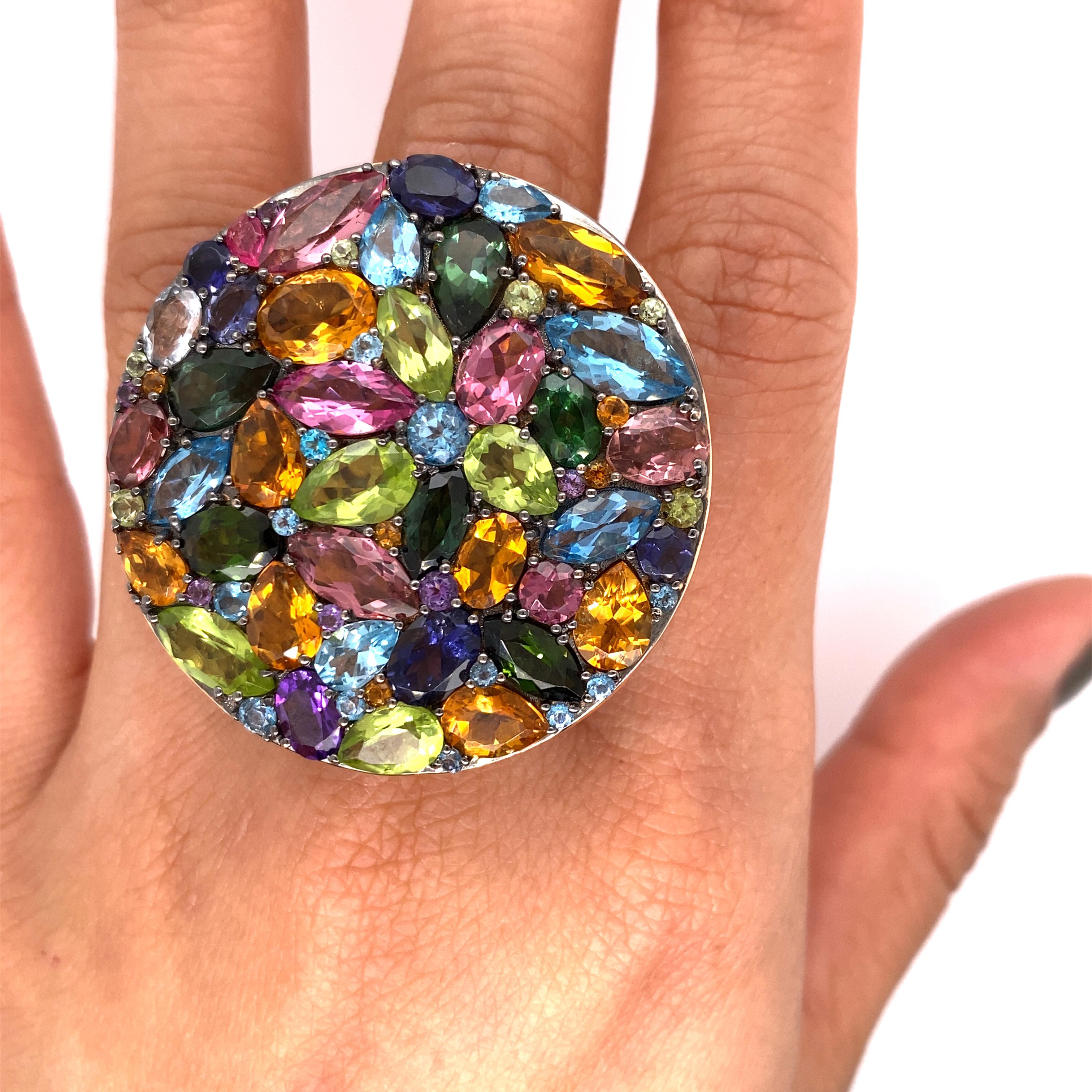De Grisogono Multi-Color Large Gemstone Disc Ring 1