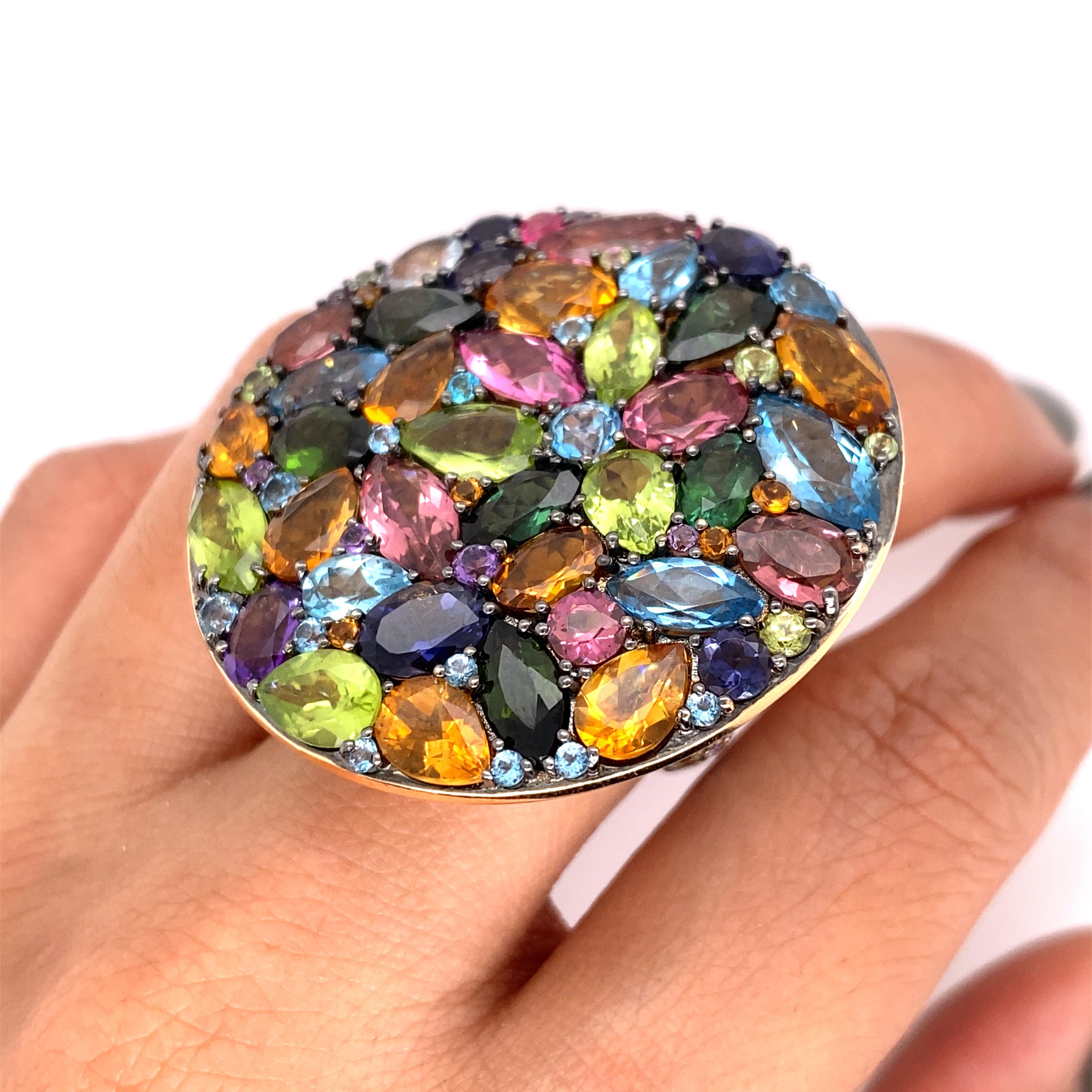De Grisogono Multi-Color Large Gemstone Disc Ring 4