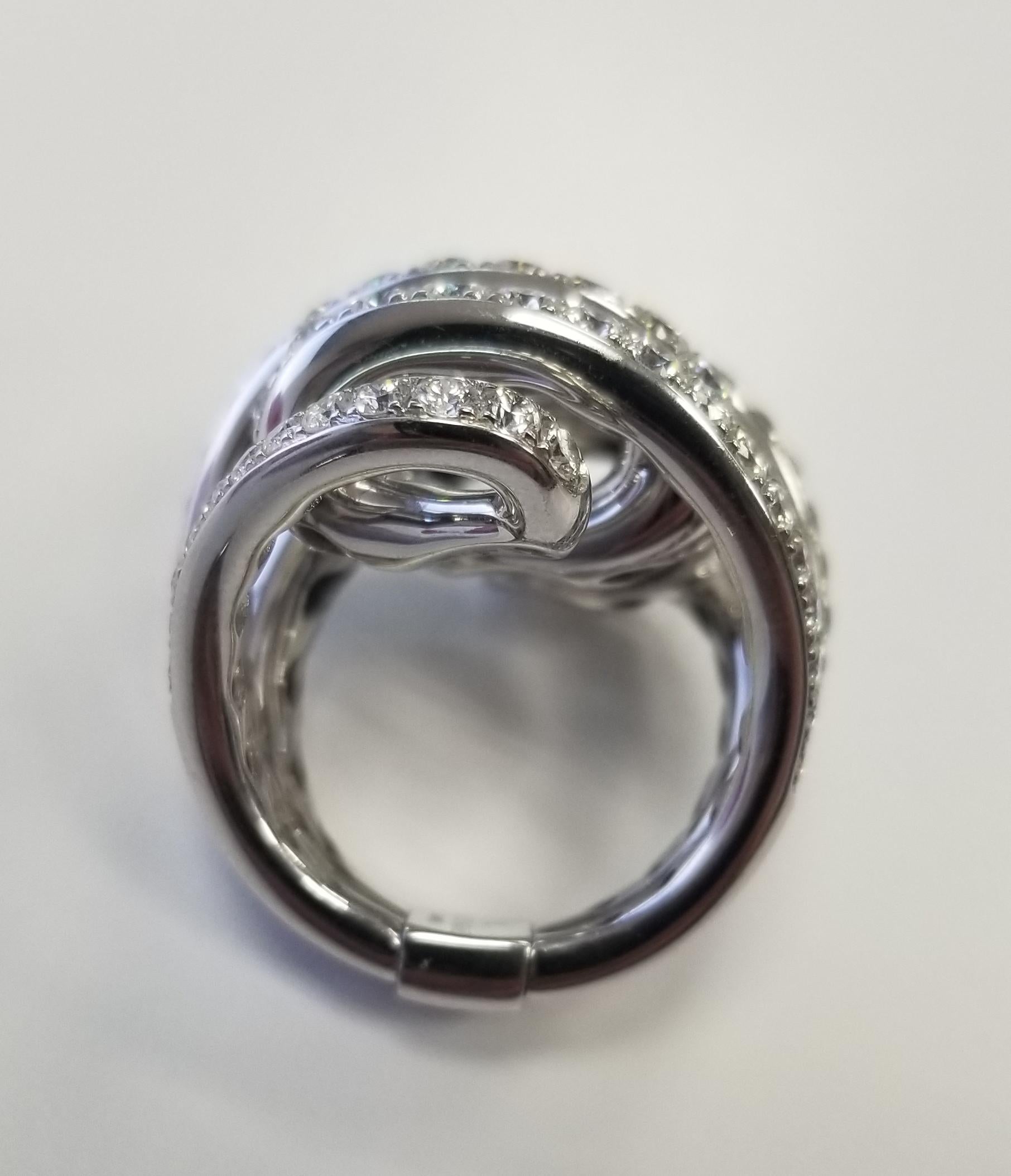 Round Cut De Grisogono Nouvelle Vortice Collection 18 Karat Diamond Cocktail Ring