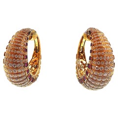 de Grisogono Pair of Rose Gold Diamond Ruby Hoop Earclips