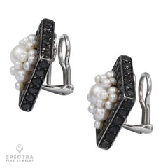 De Grisogono 18K White Gold Pearl Diamond Button Earrings, Circa 2010