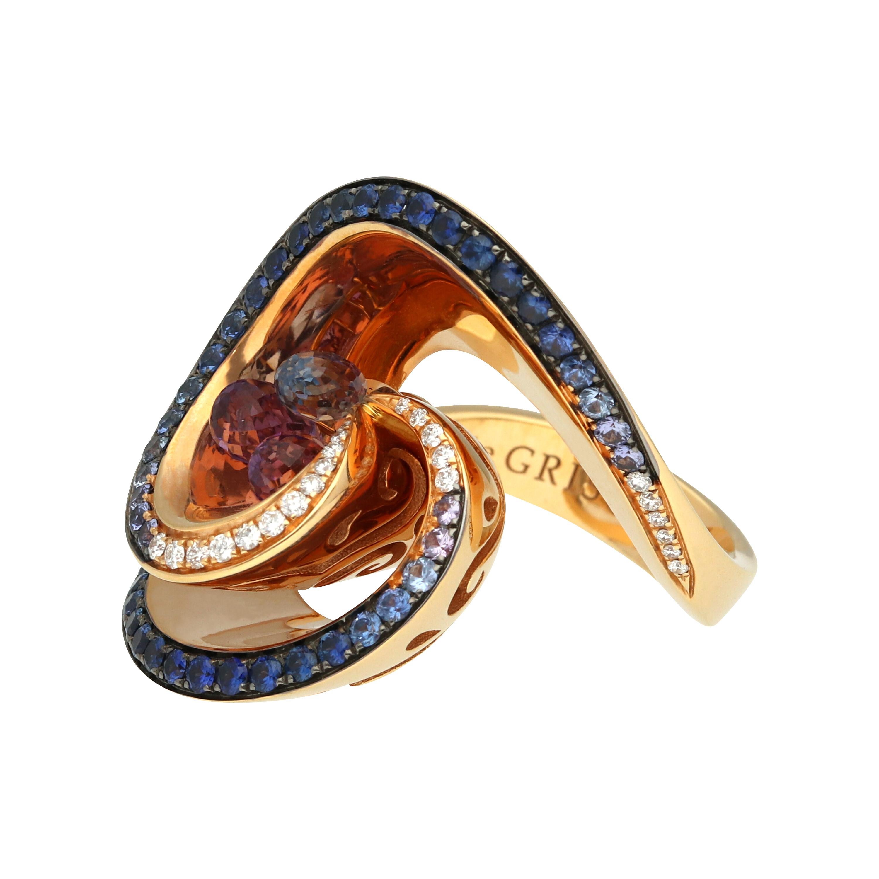 Contemporary de GRISOGONO Pink Gold Diamonds Sapphires Amethysts Cocktail Ring