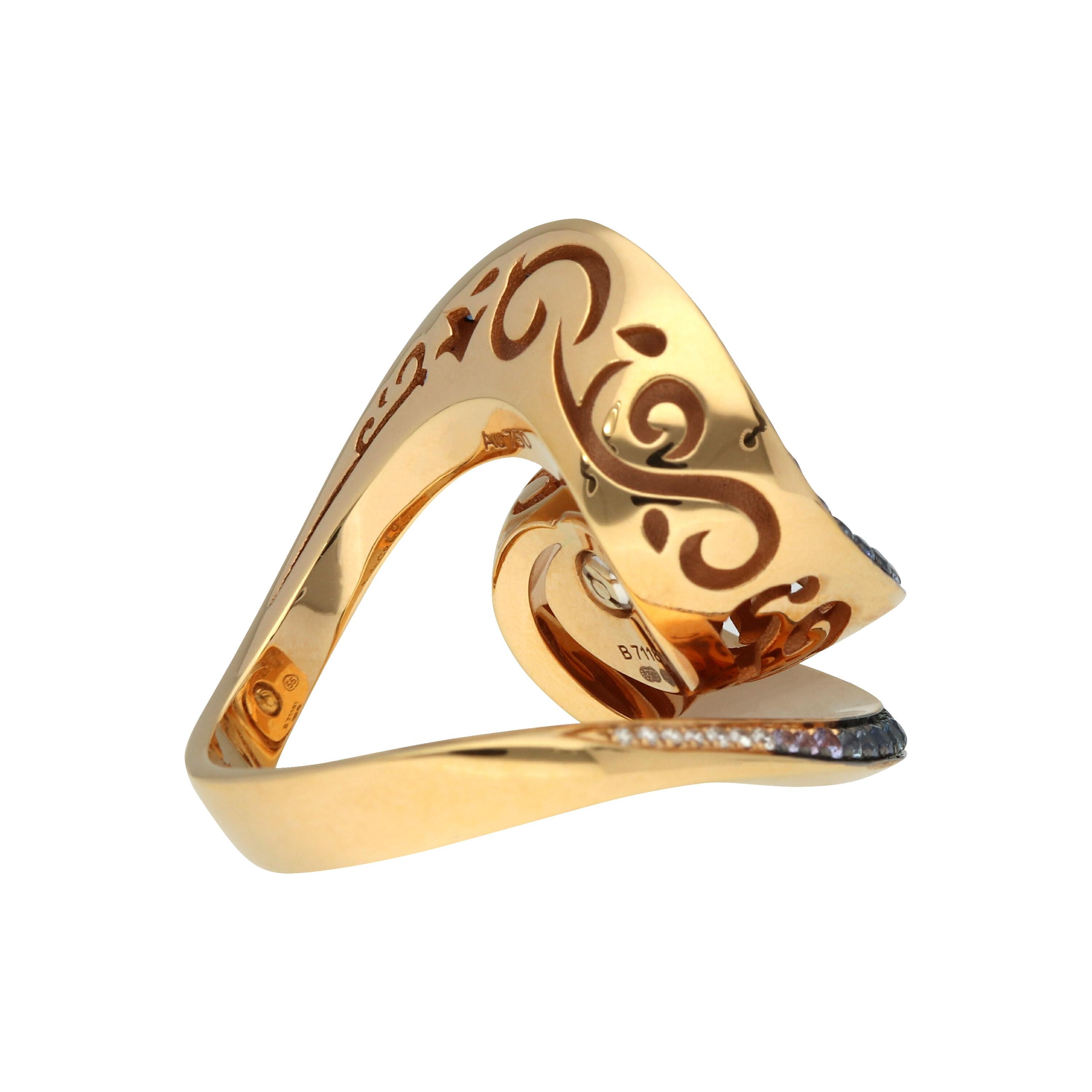 de GRISOGONO Pink Gold Diamonds Sapphires Amethysts Cocktail Ring 1