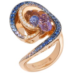 de GRISOGONO Pink Gold Diamonds Sapphires Amethysts Cocktail Ring