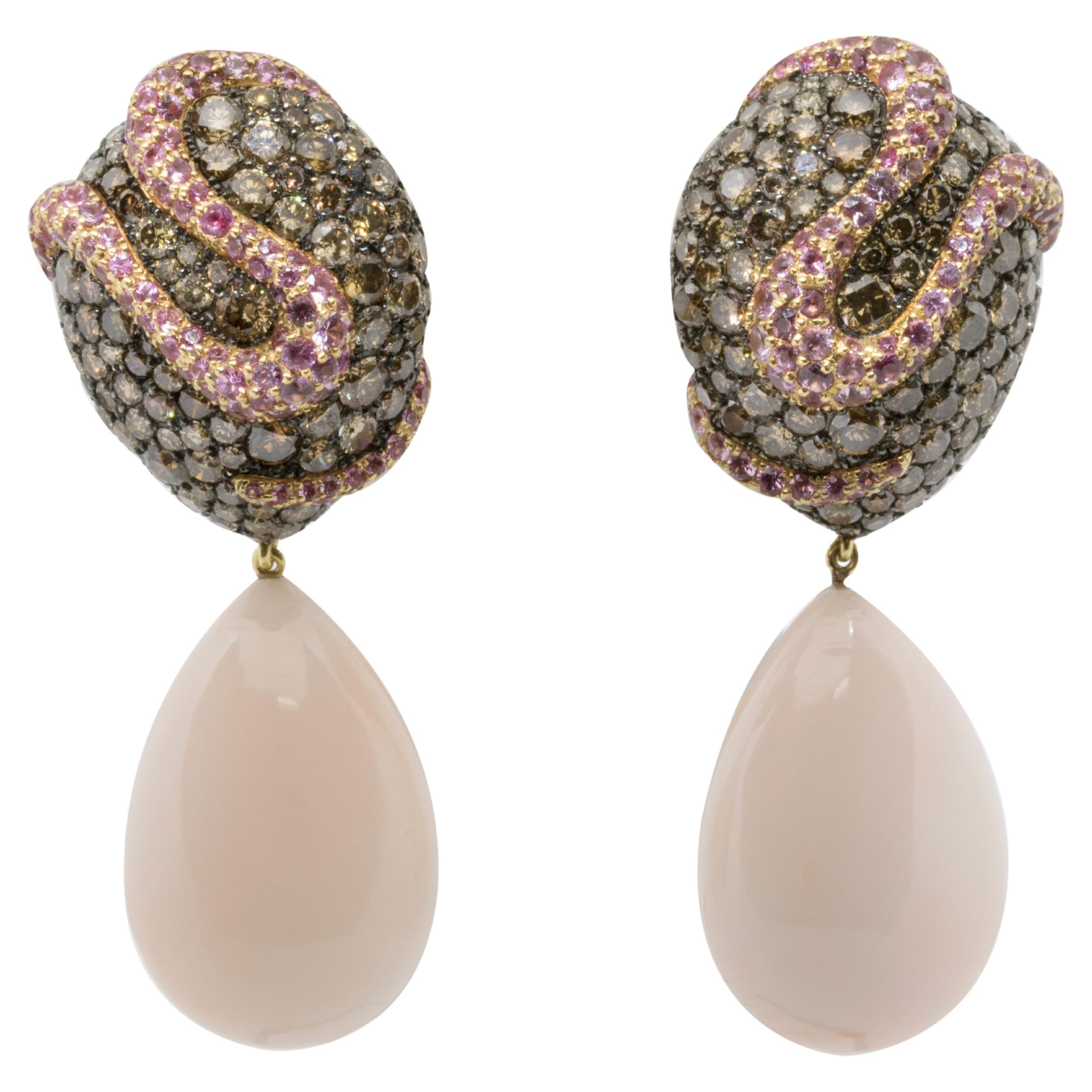 de GRISOGONO Pinke Goldohrringe mit braunen Diamanten
