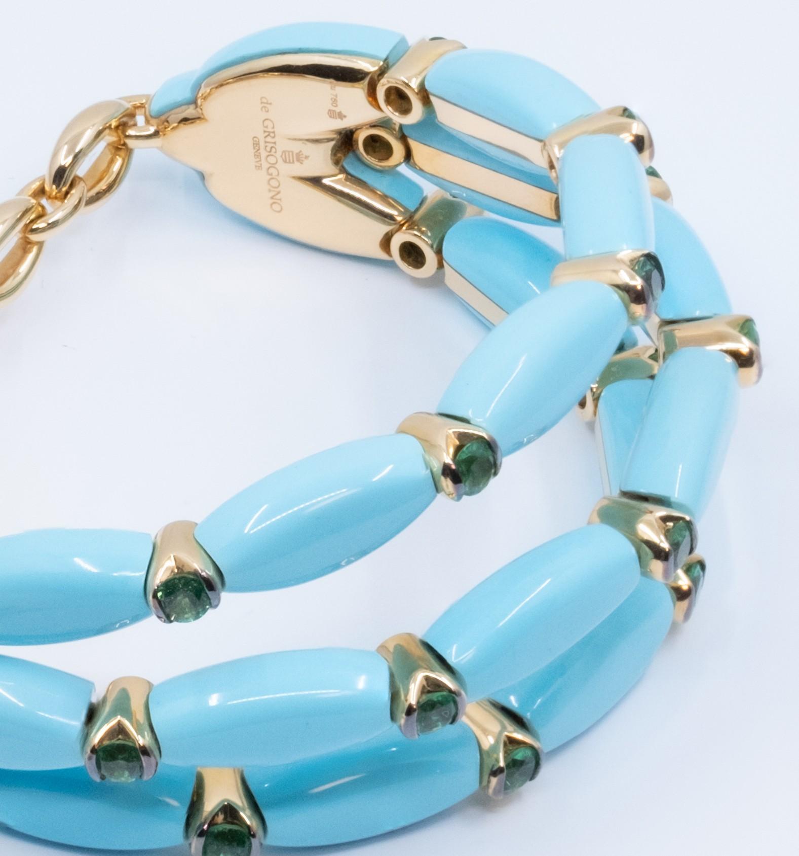 de GRISOGONO Pink Gold & Turquoise Bracelet In New Condition For Sale In New York, NY