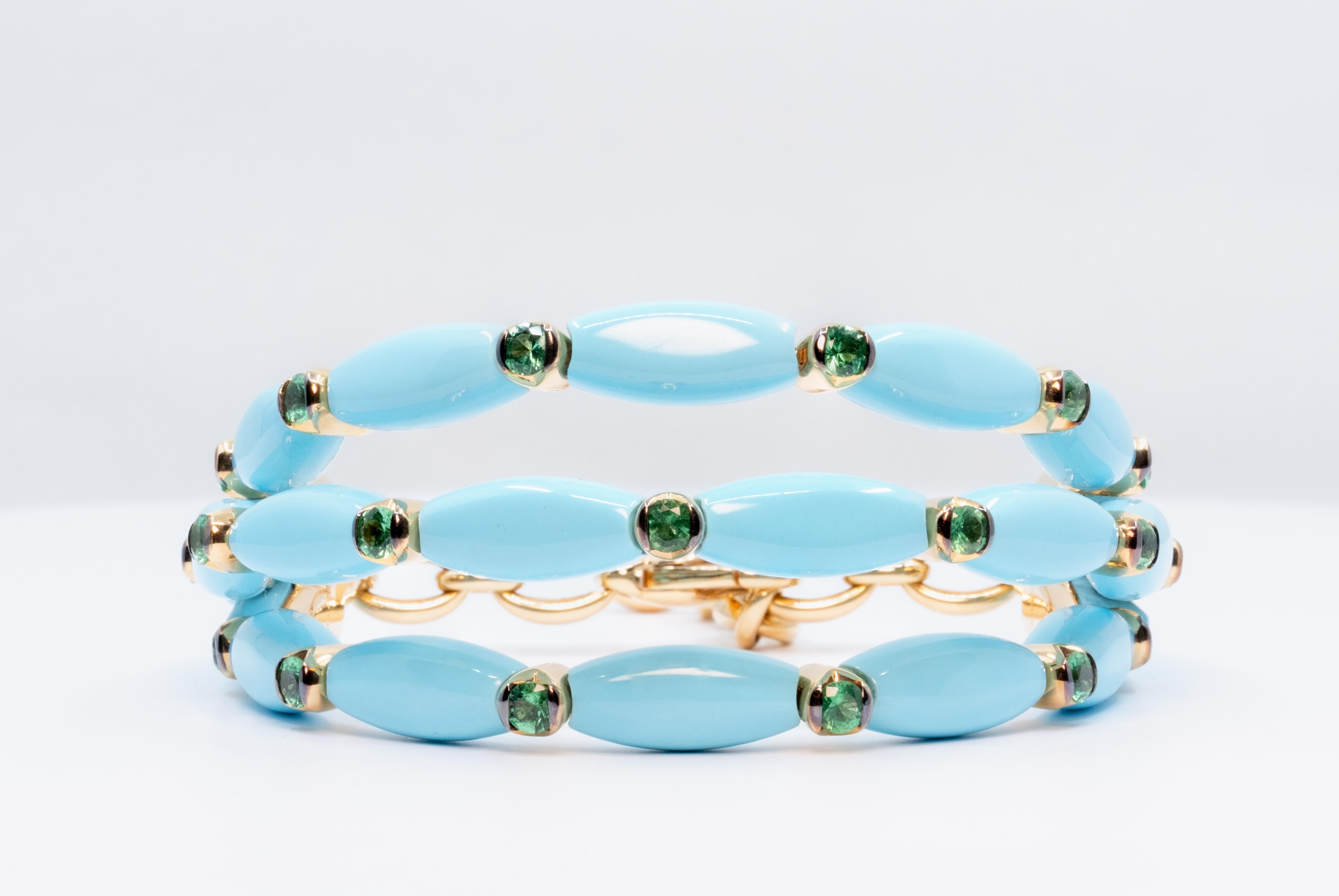 Women's de GRISOGONO Pink Gold & Turquoise Bracelet For Sale