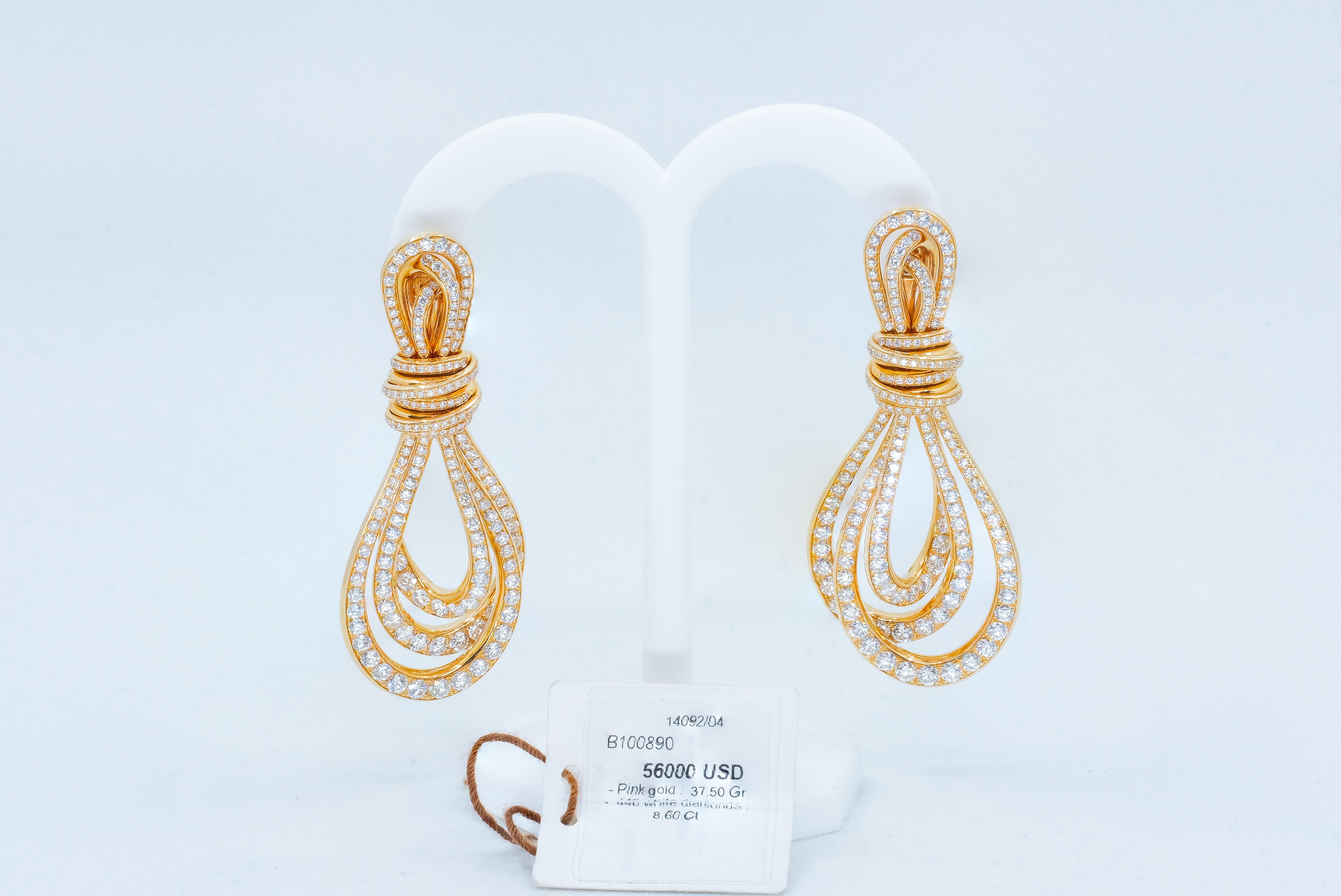 de GRISOGONO Orecchini in oro rosa e diamanti bianchi In condizioni Nuovo in vendita a New York, NY